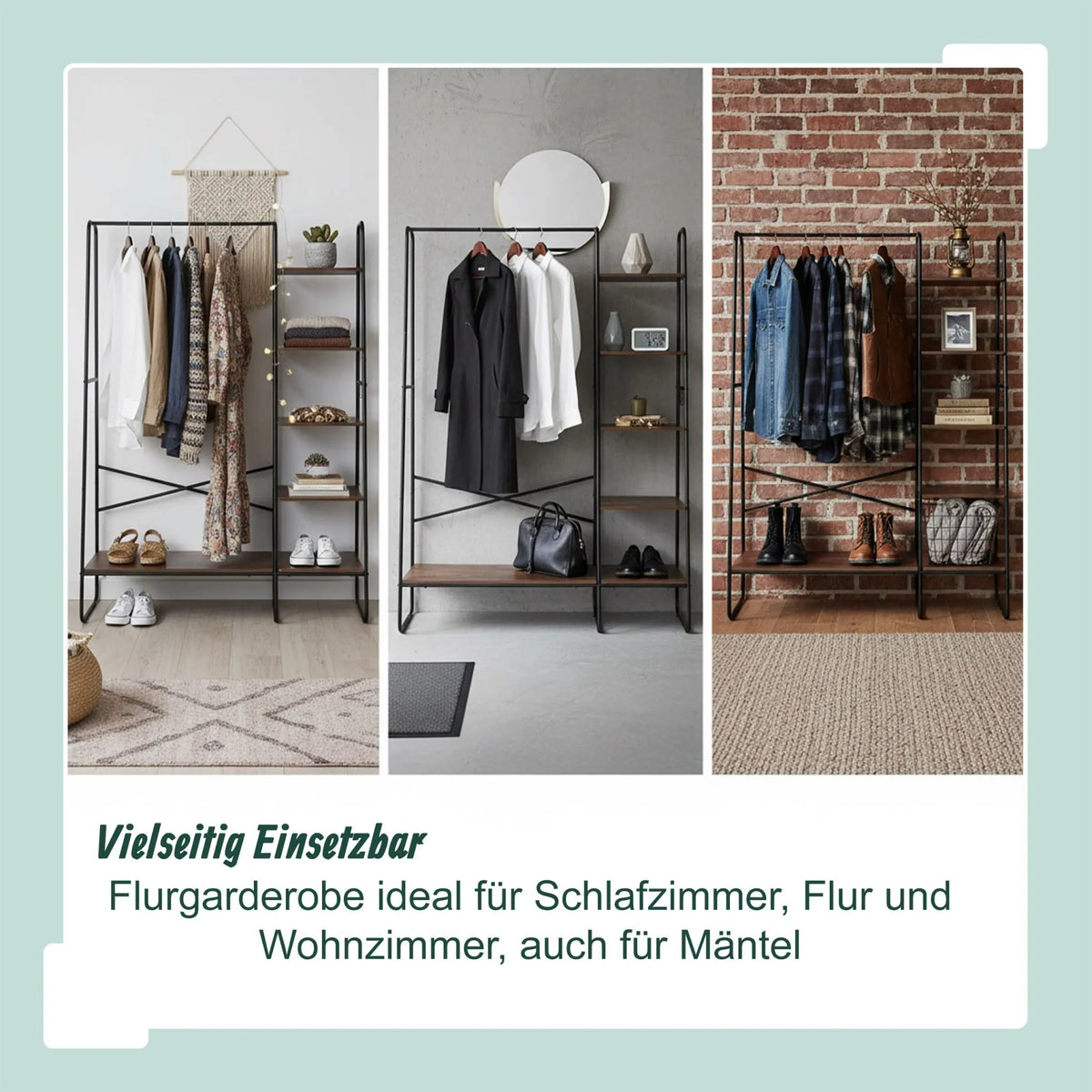 Kleiderständer mit 6 Ablagen Dunkelbraun-Schwarz von Relaxdays