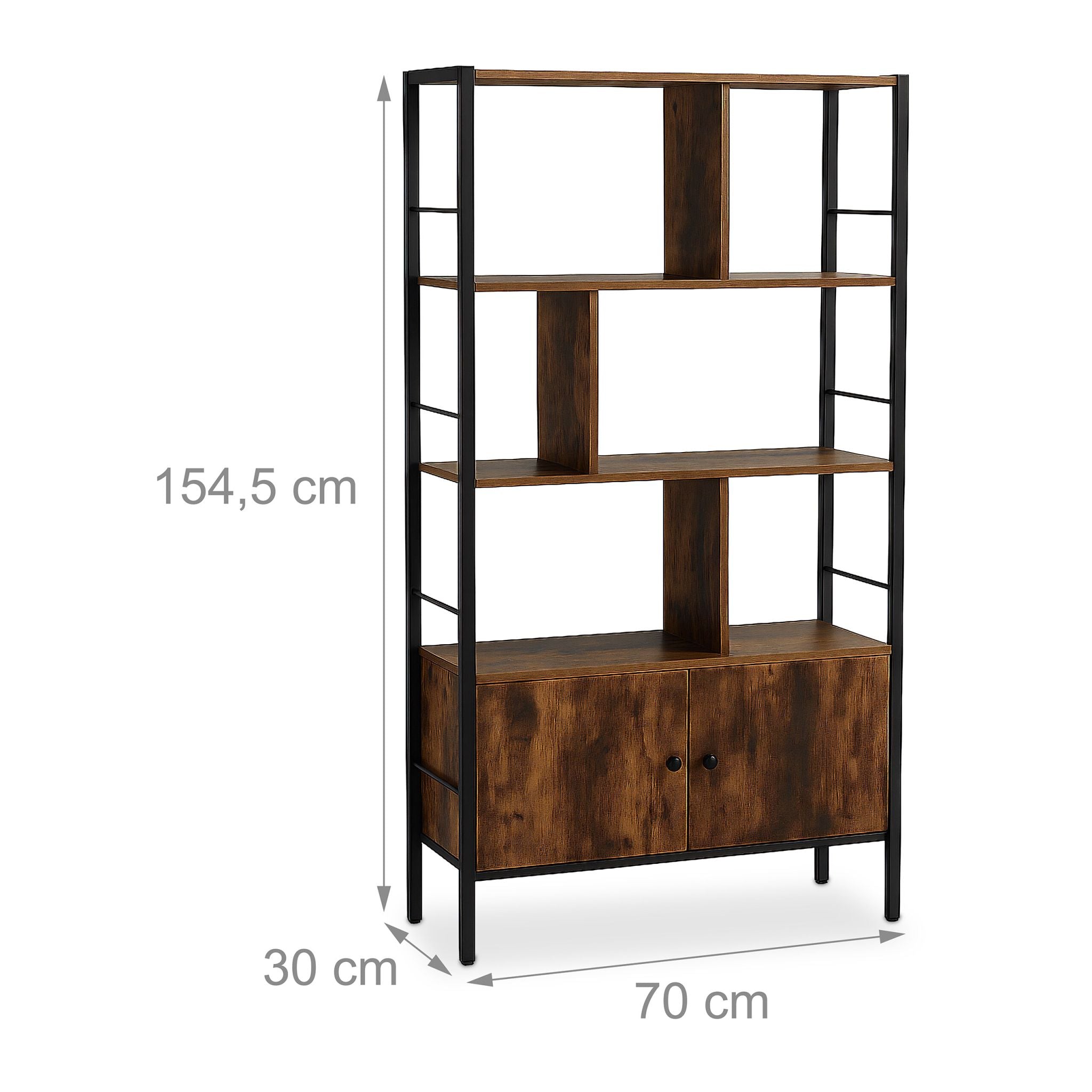 Bücherregal mit Unterschrank Dunkelbraun-Schwarz von Relaxdays