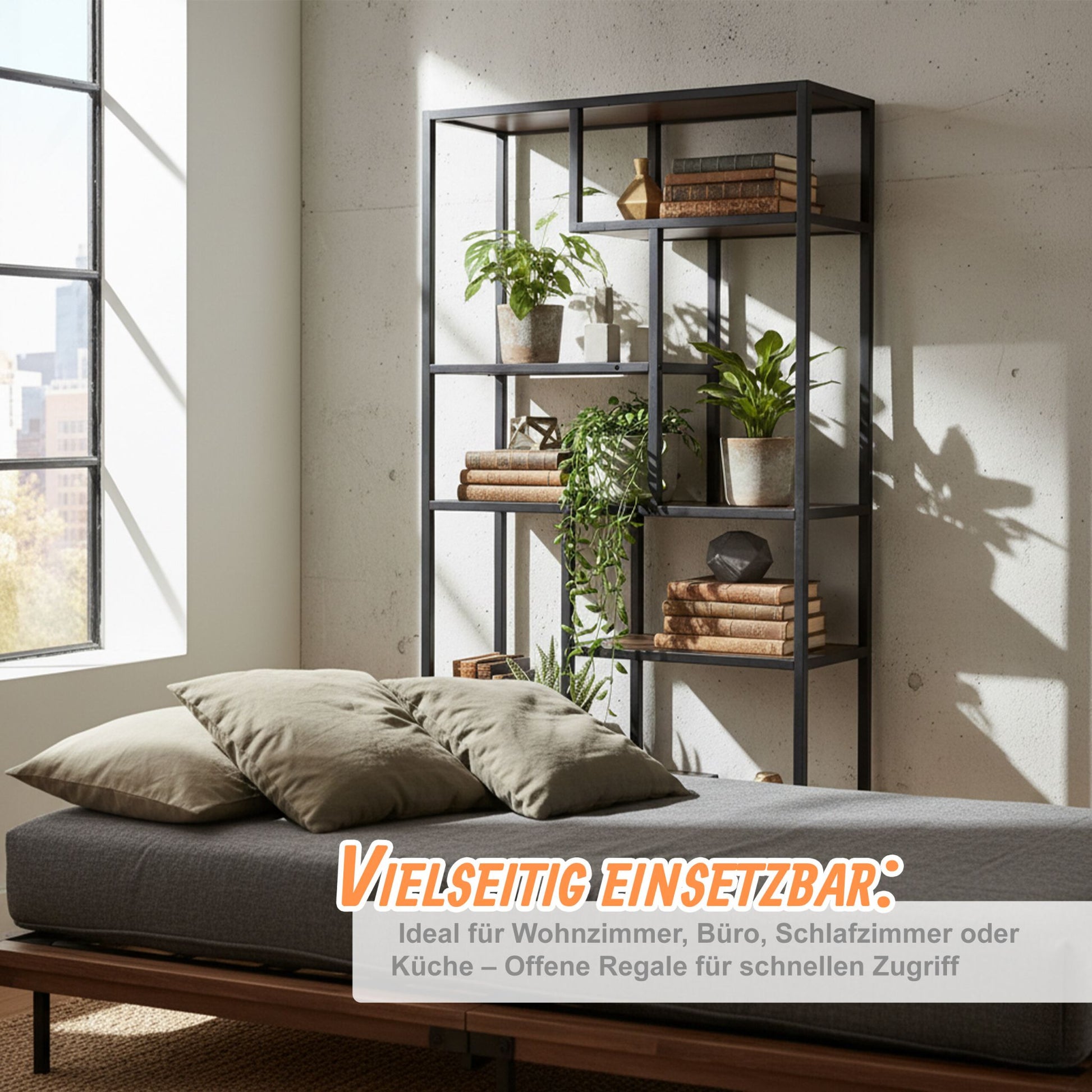 Bücherregal Industrial Braun-Schwarz von Relaxdays