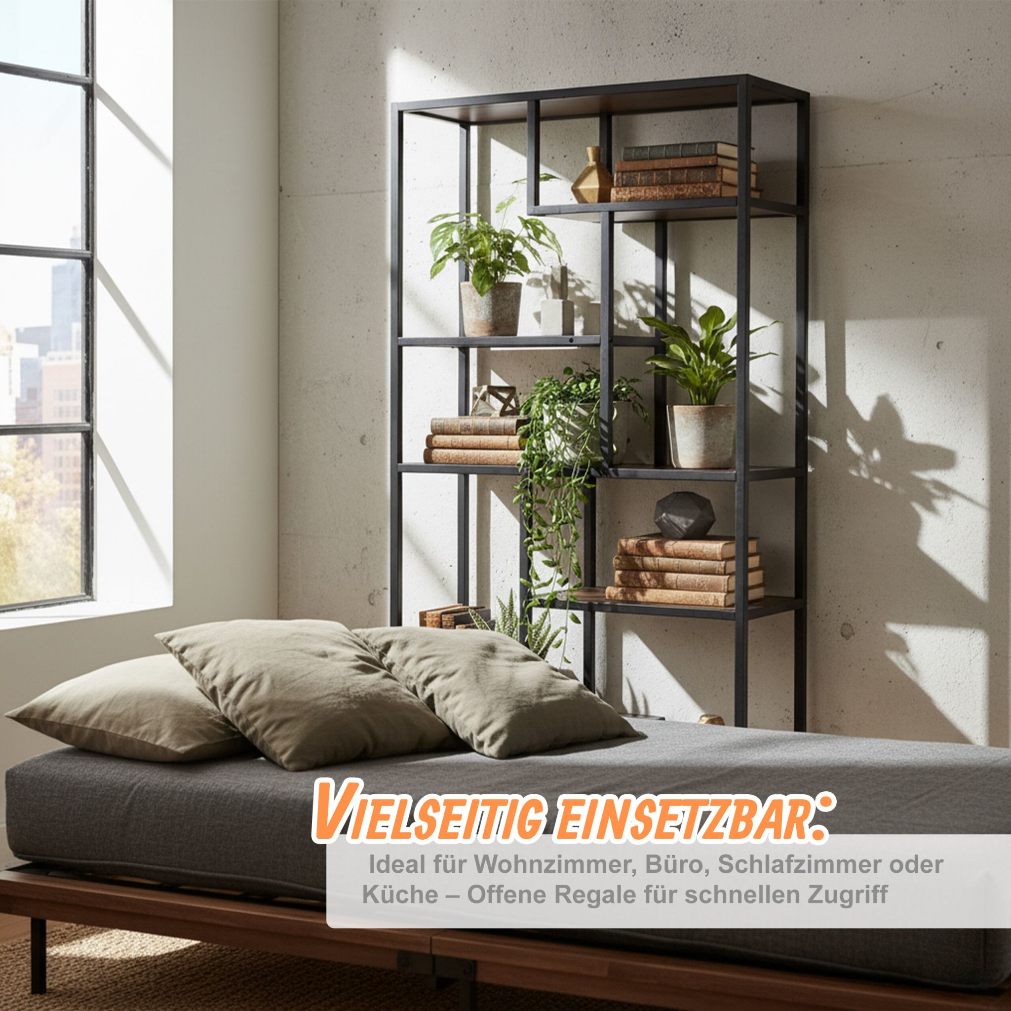 Bücherregal Industrial Braun-Schwarz von Relaxdays