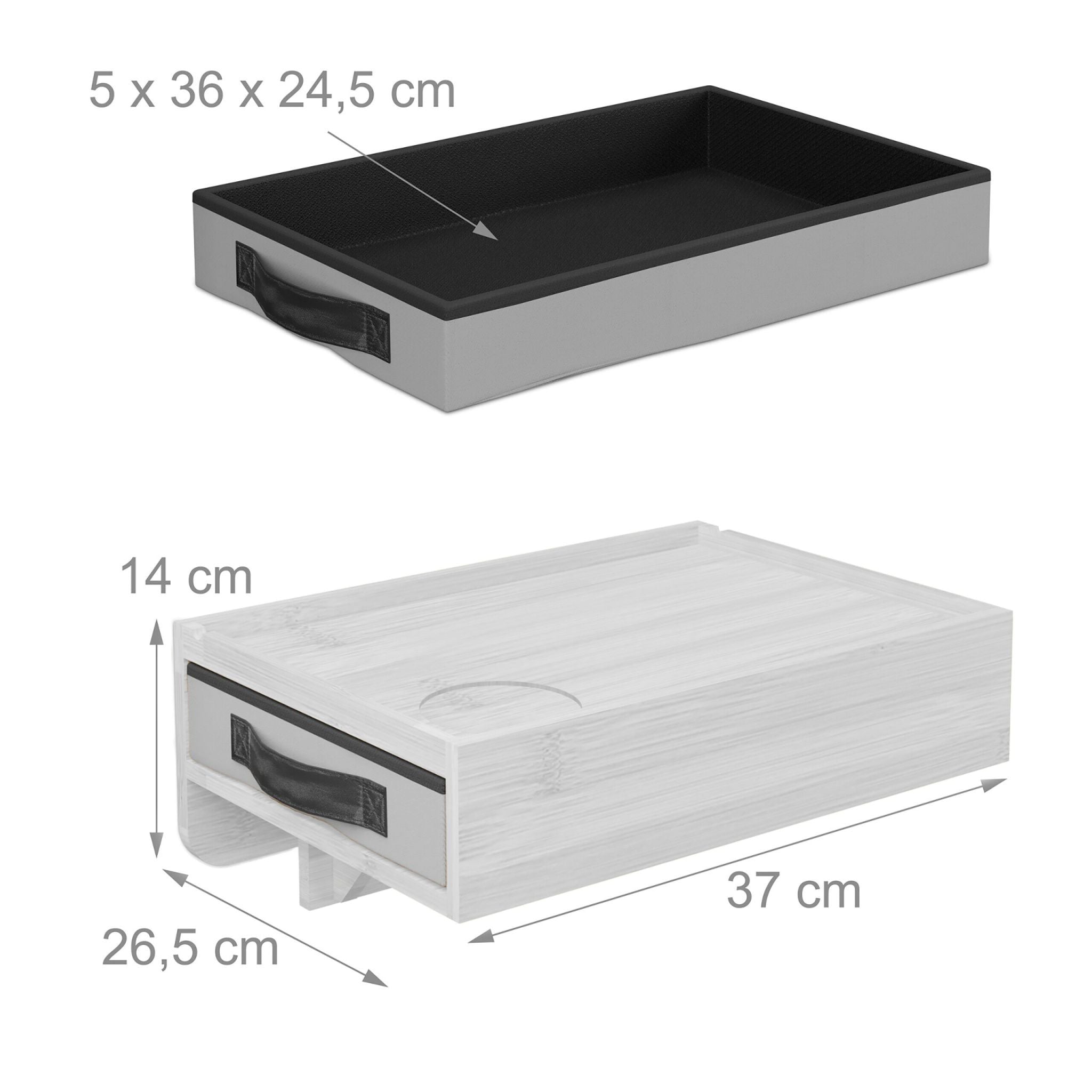 Klemmbarer Nachttisch Bambus 2er-Set Weiss-Schwarz-Grau von Relaxdays