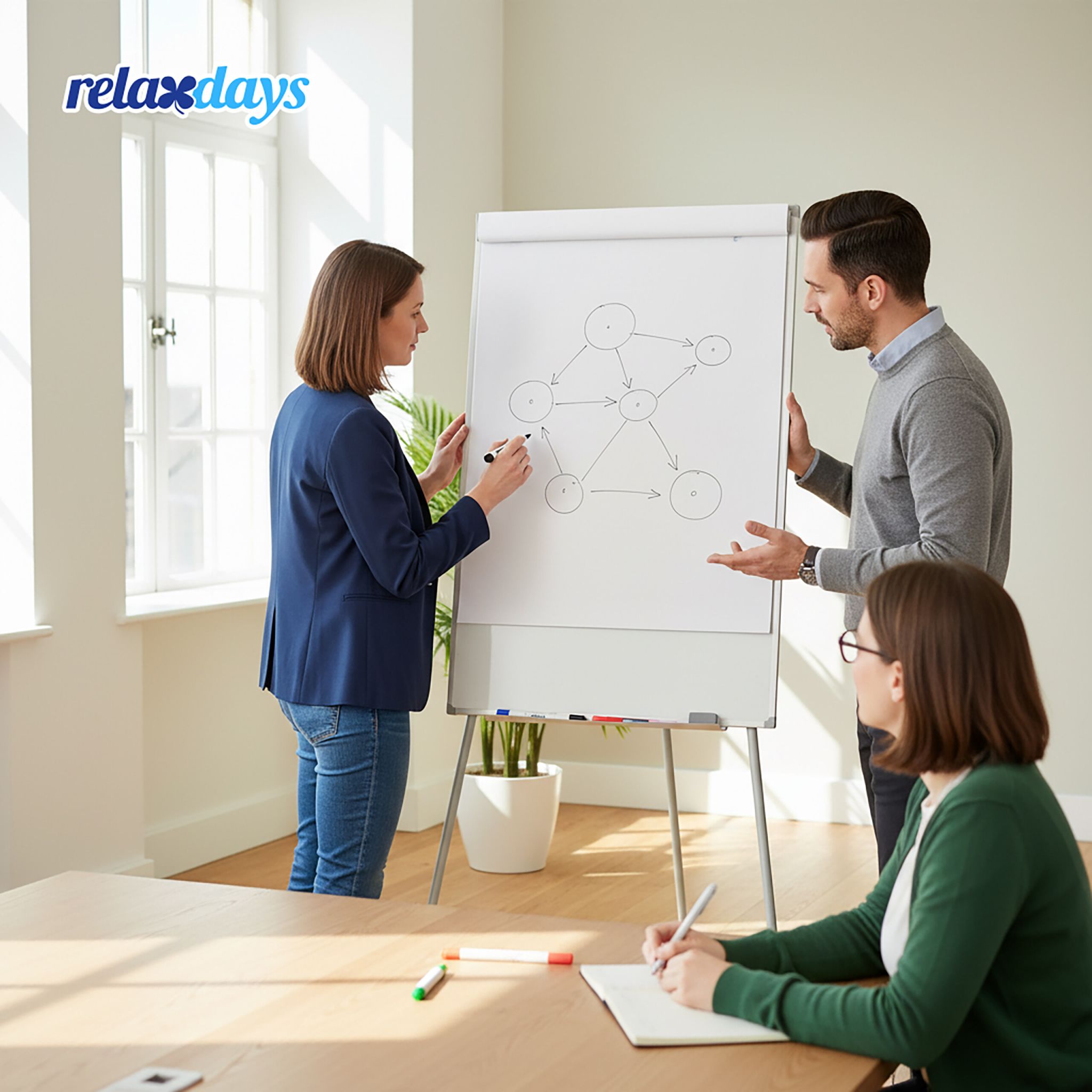 Flipchart Whiteboard 100x70cm 2 Arme Weiss