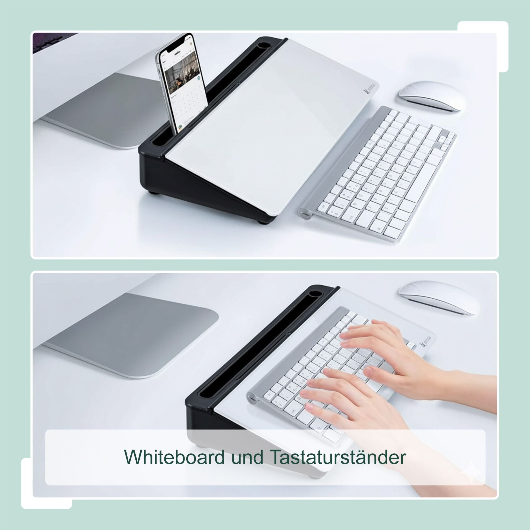 Schreibtisch Organizer mit Whiteboard Weiss-Schwarz