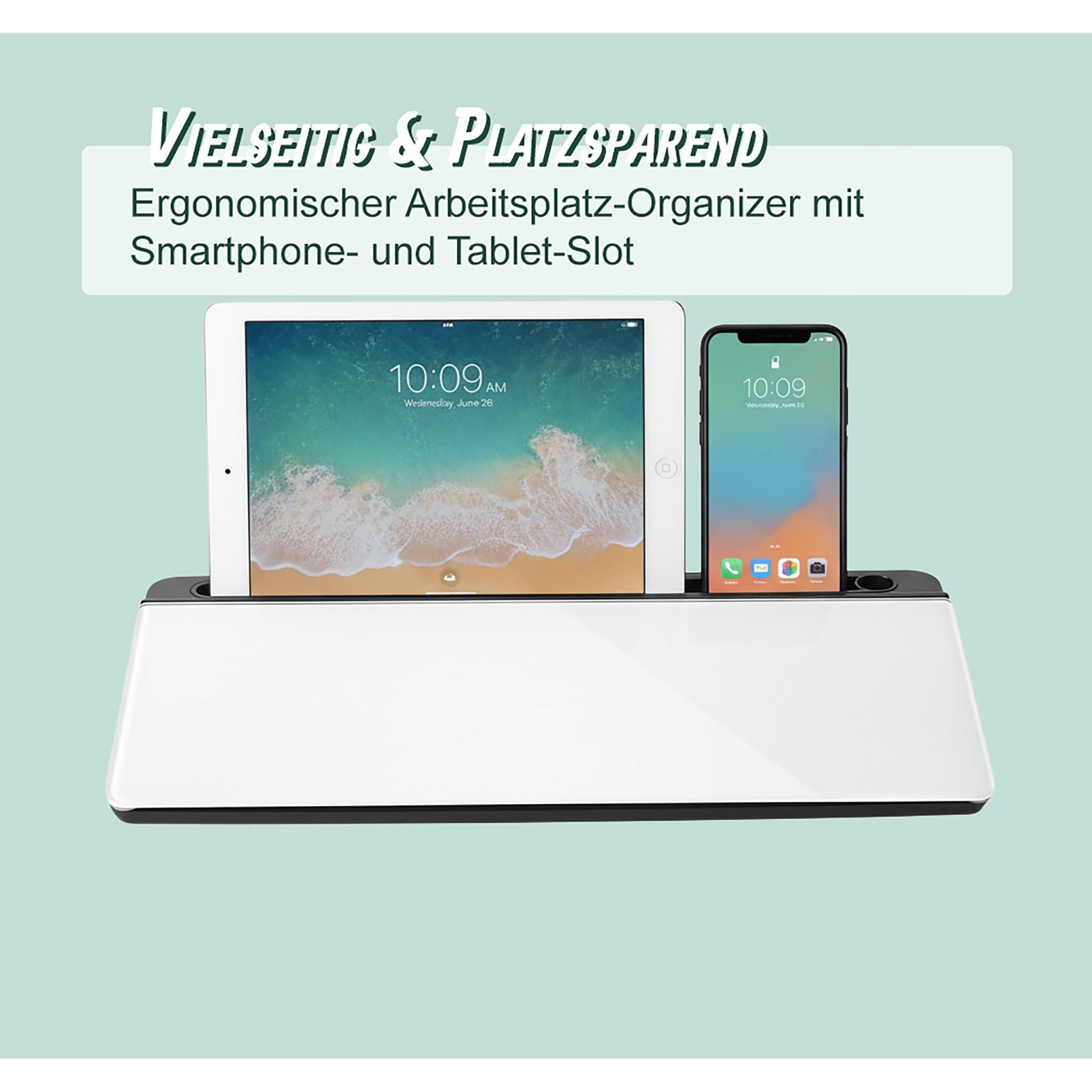 Schreibtisch Organizer mit Whiteboard Weiss-Schwarz
