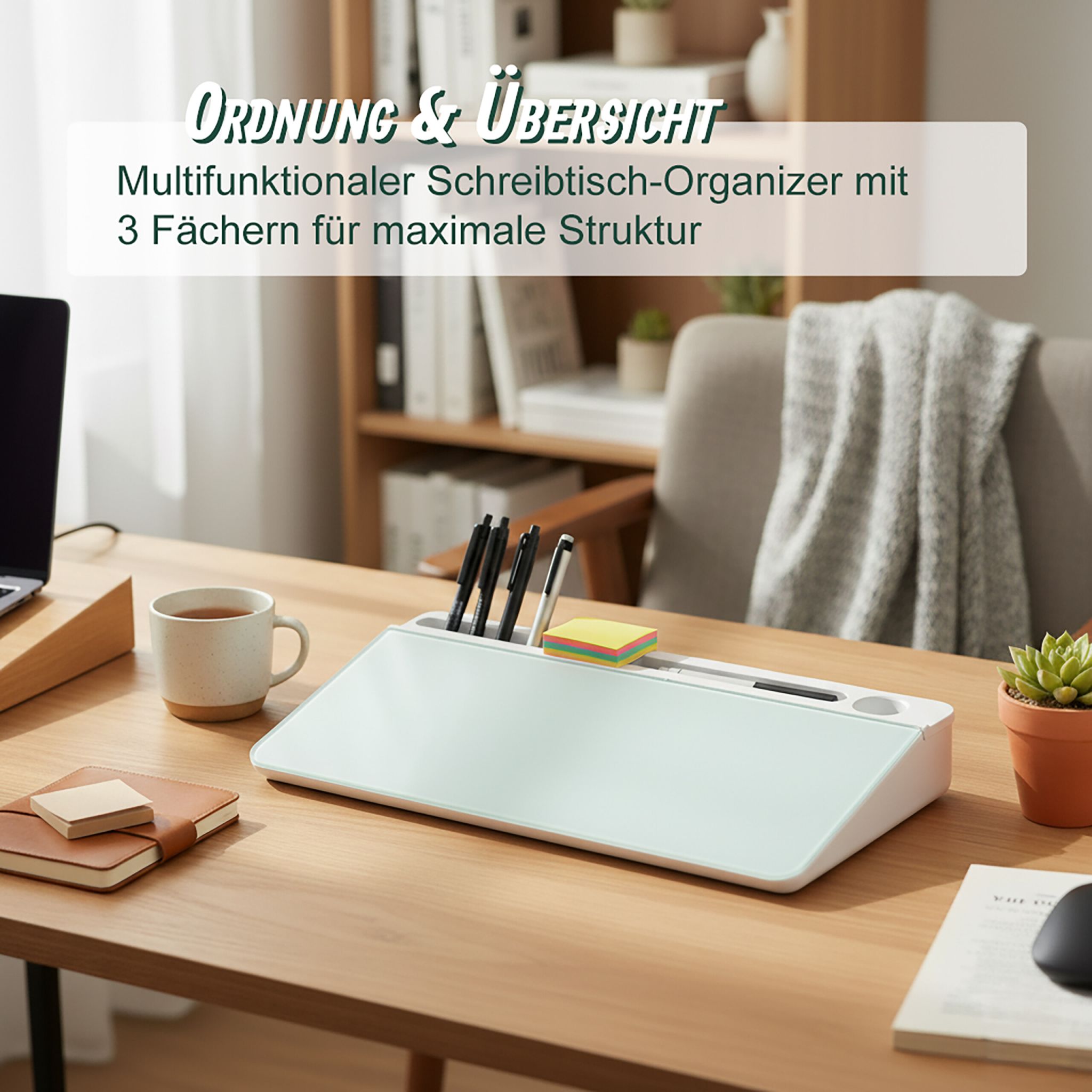 Schreibtisch Organizer mit Whiteboard Weiss