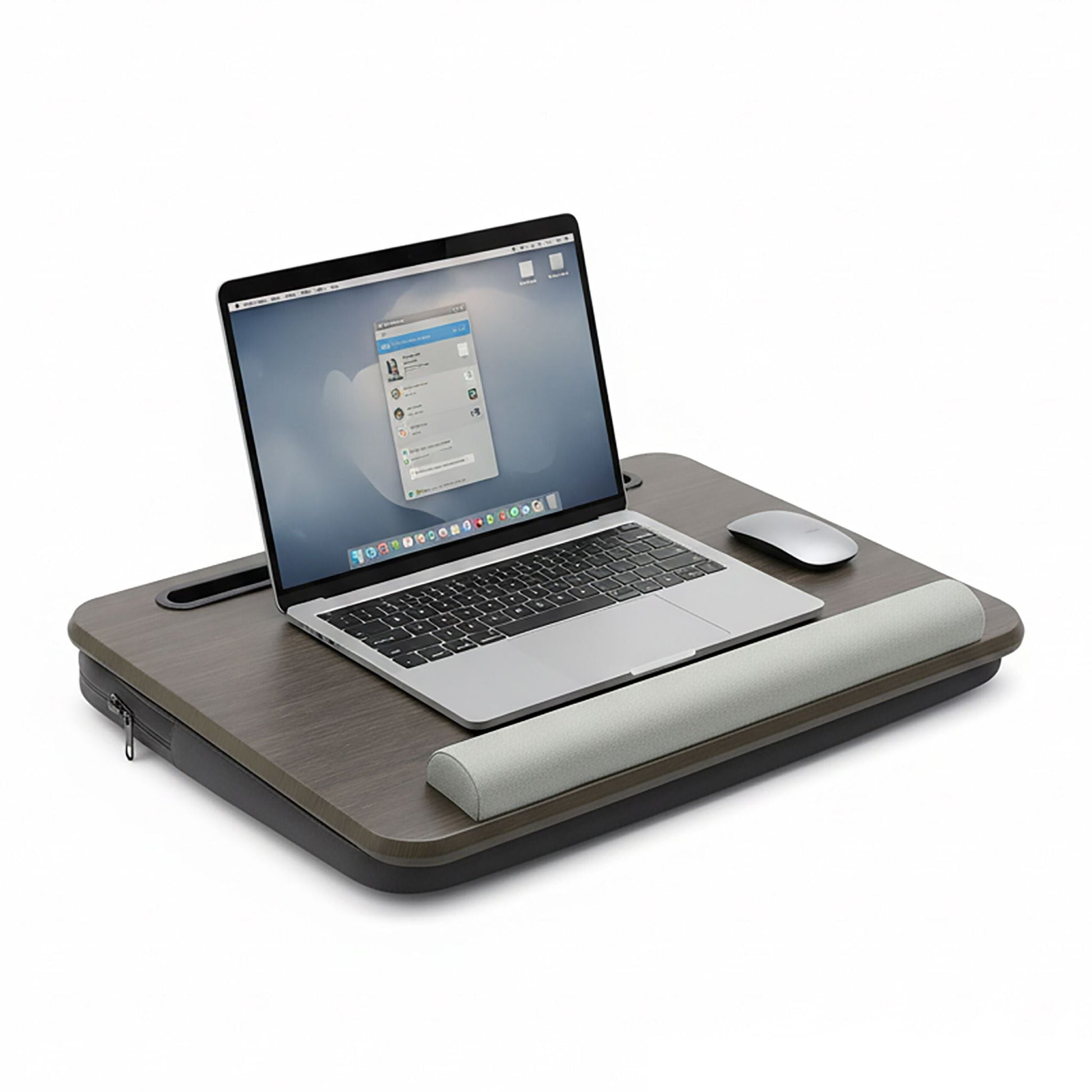 Laptopkissen mit Tasche Braun-Grau von Relaxdays