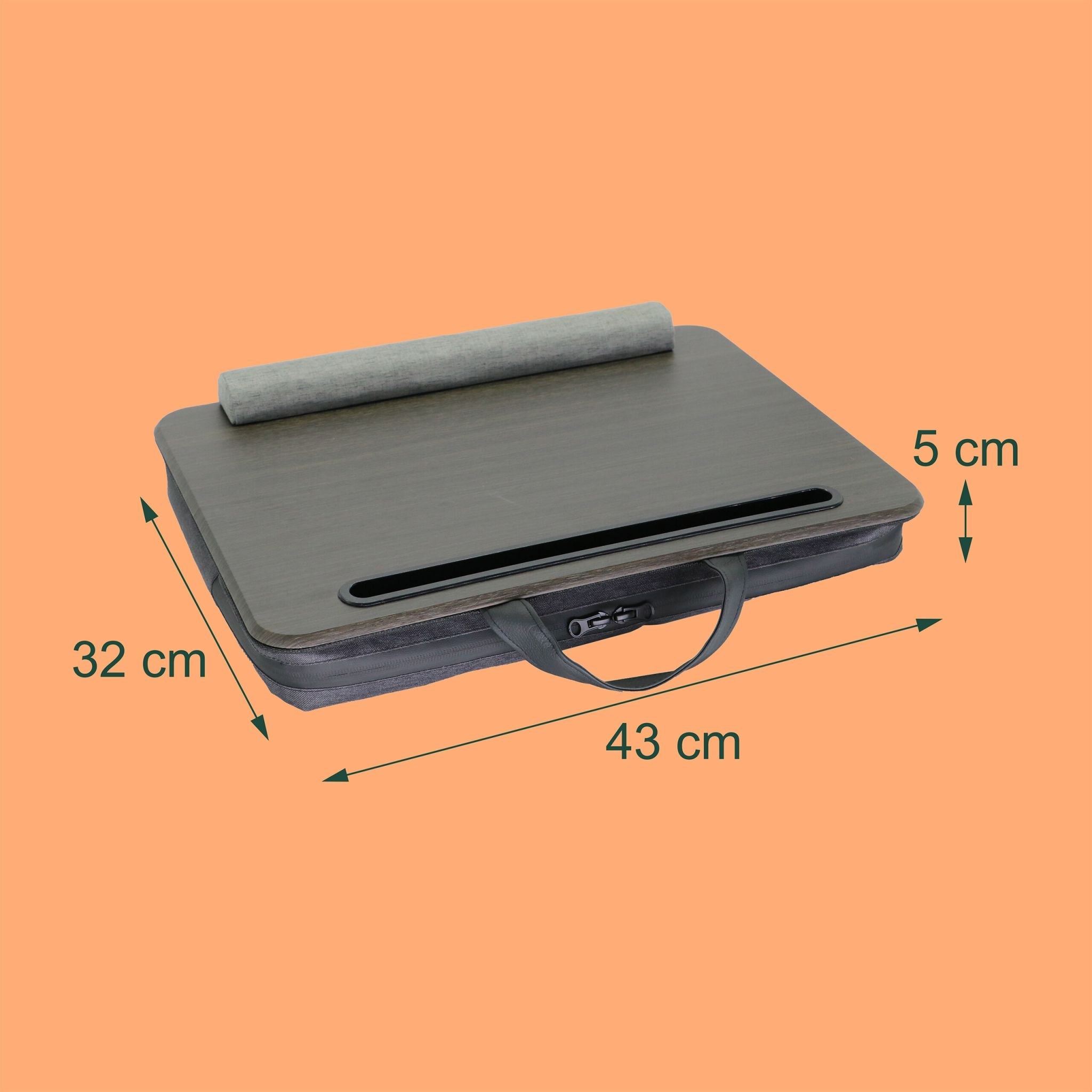 Laptopkissen mit Tasche Braun-Grau von Relaxdays