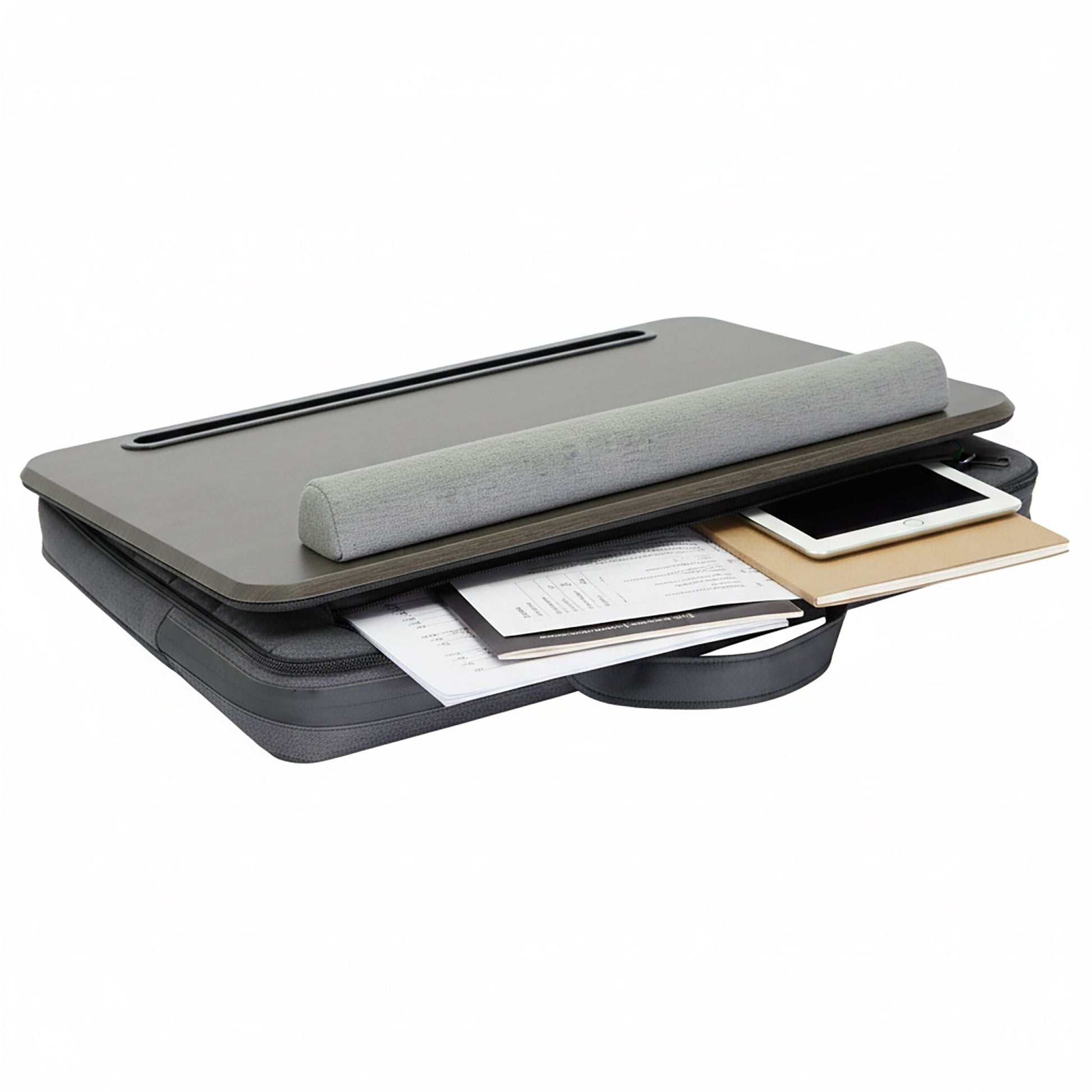 Laptopkissen mit Tasche Braun-Grau von Relaxdays