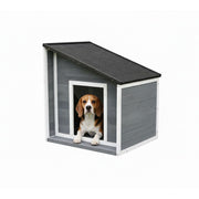 Hundehütte mit klappbarem Schrägdach Anthrazit-Weiss-Grau von Relaxdays