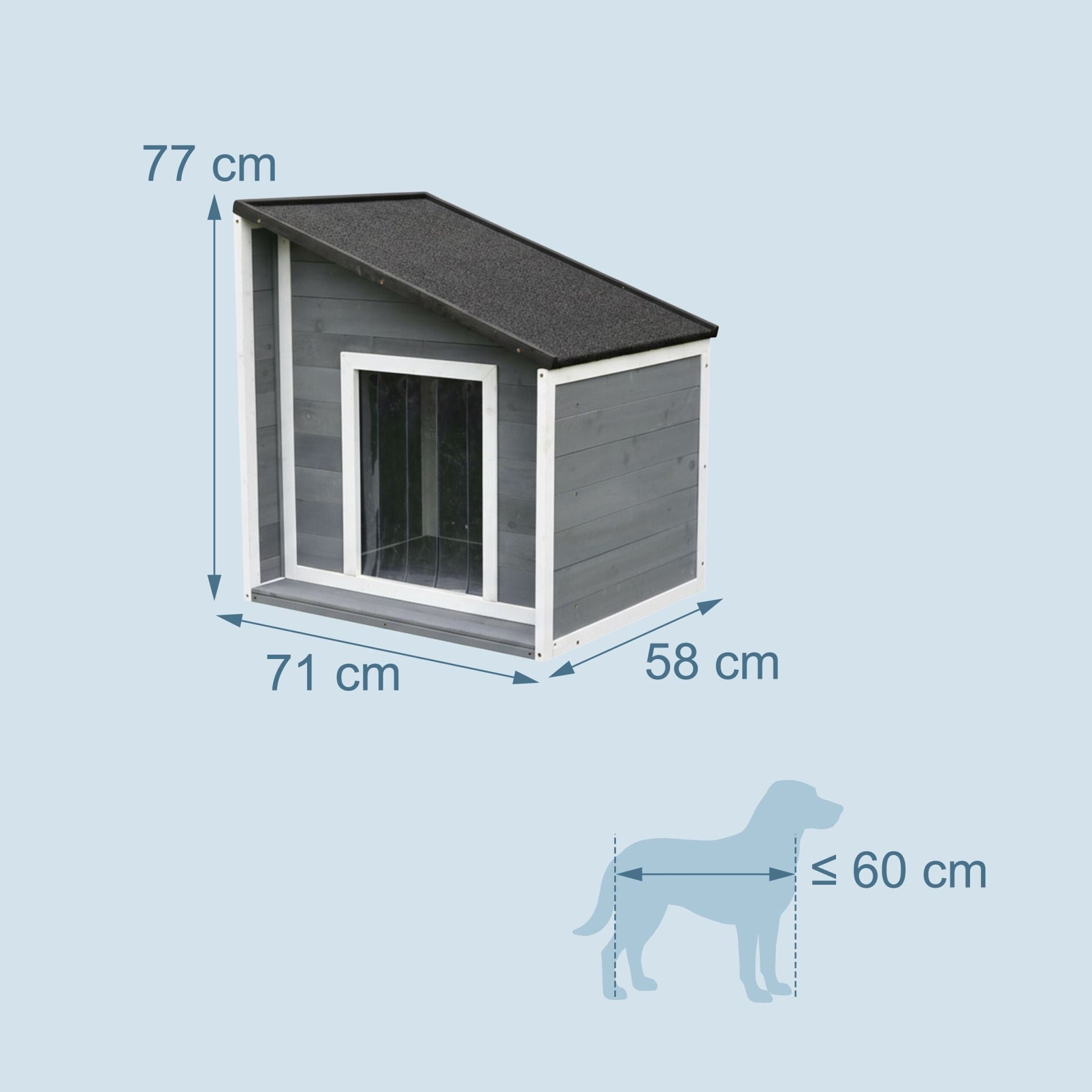 Hundehütte mit klappbarem Schrägdach Anthrazit-Weiss-Grau von Relaxdays