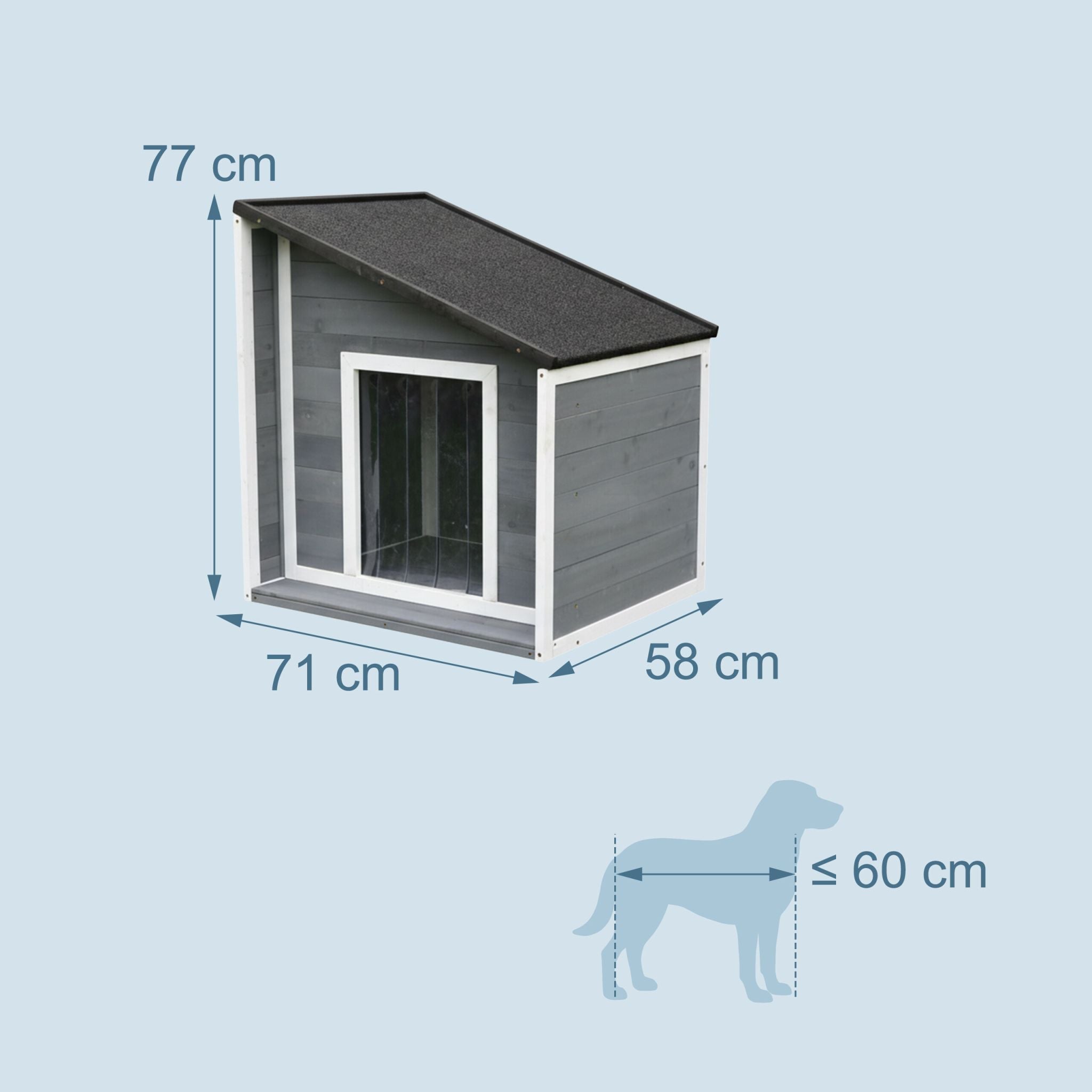 Hundehütte mit klappbarem Schrägdach Anthrazit-Weiss-Grau von Relaxdays