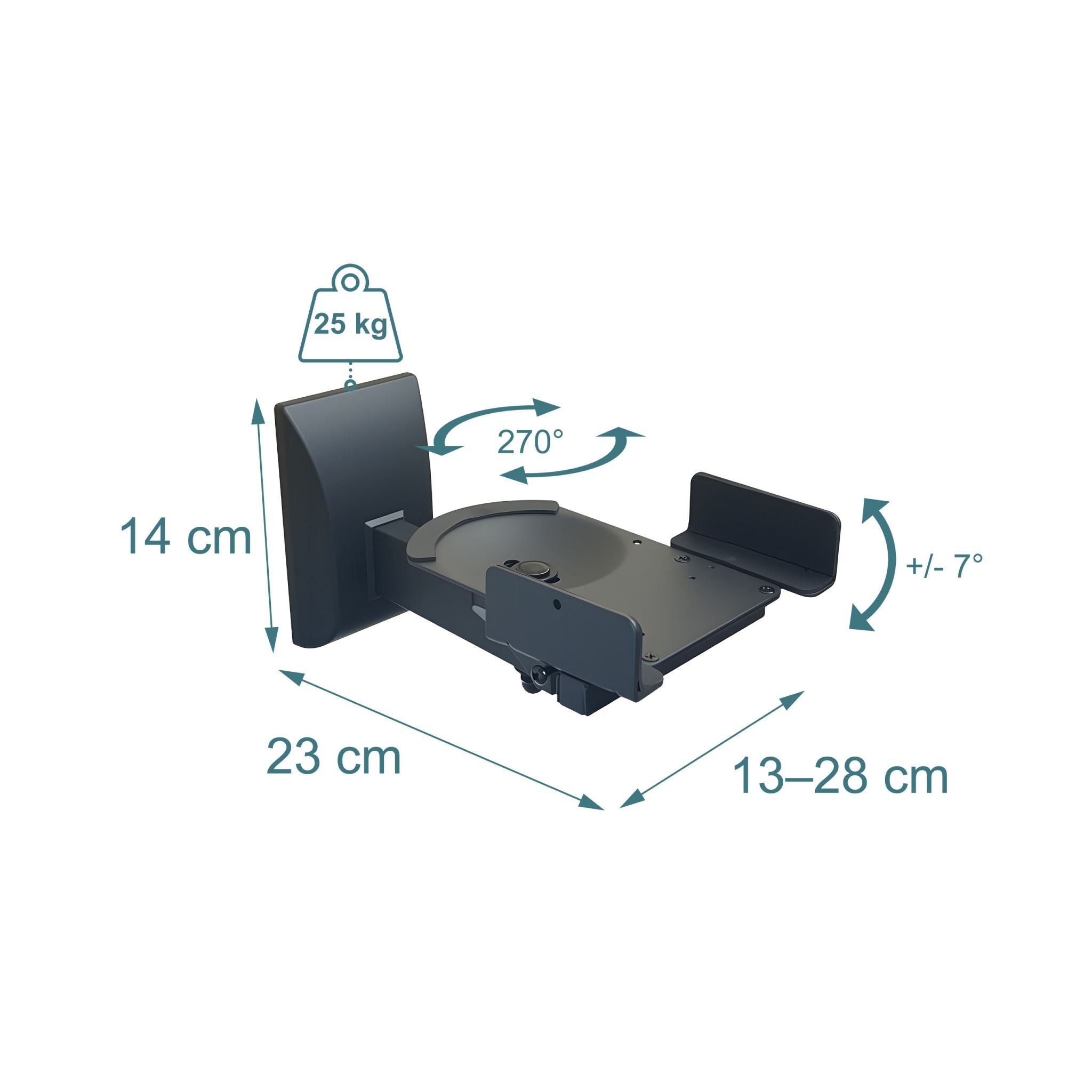 Lautsprecher Wandhalterung 2er-Set Schwarz von Relaxdays