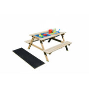 Kindersitzgruppe mit Matschtisch & Tafel Blau-Hellbraun-Schwarz von Relaxdays