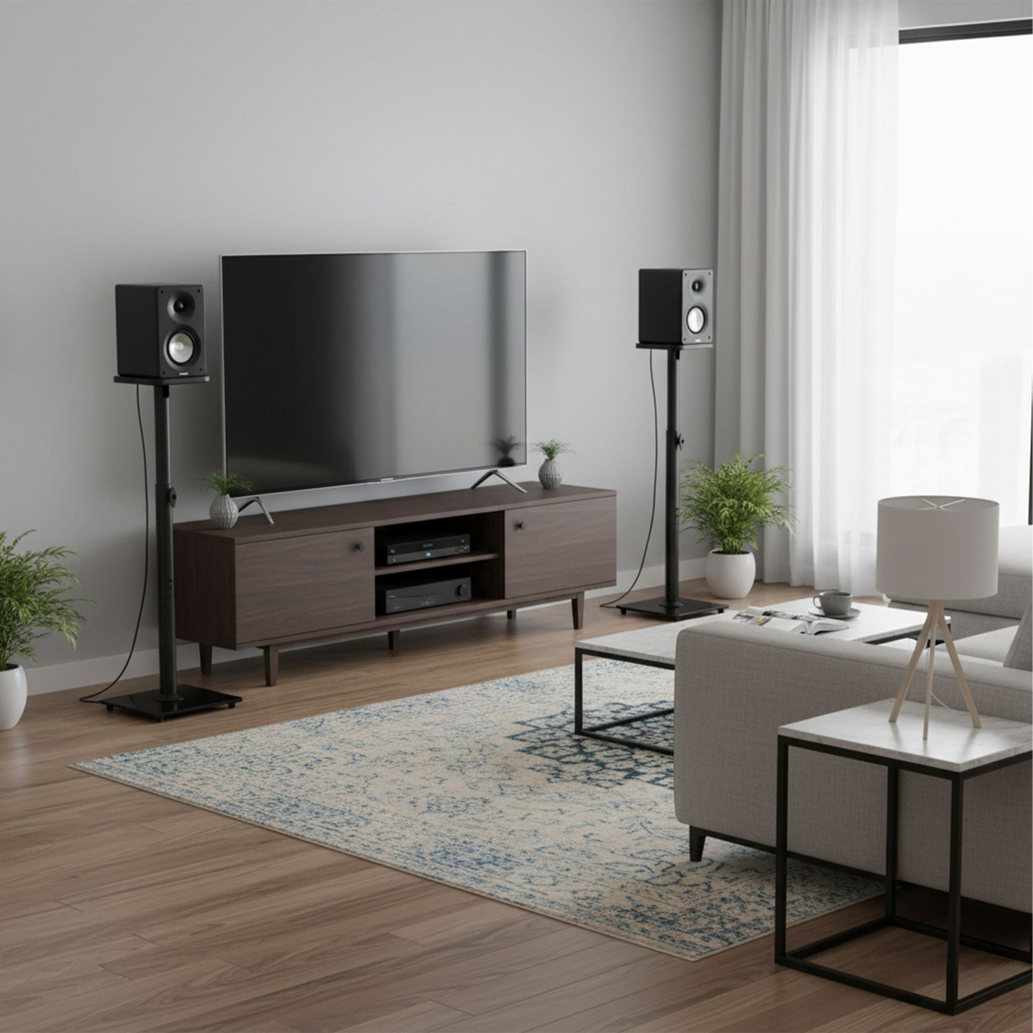 Verstellbare Lautsprecherständer 2er-Set Schwarz von Relaxdays