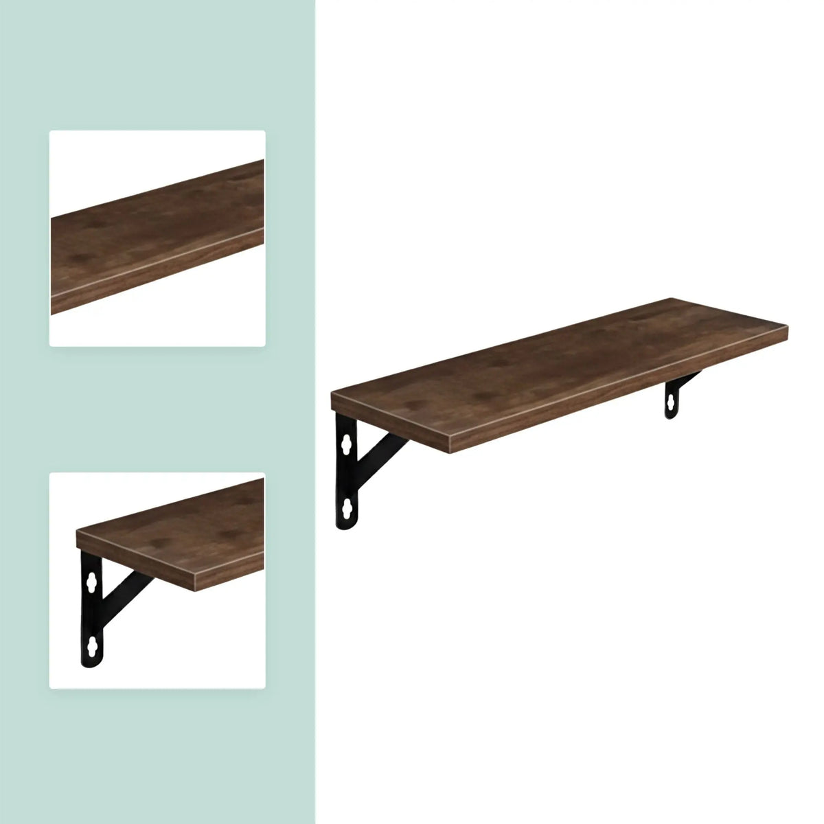 Wandregal Set 3 Grössen Braun-Schwarz von Relaxdays
