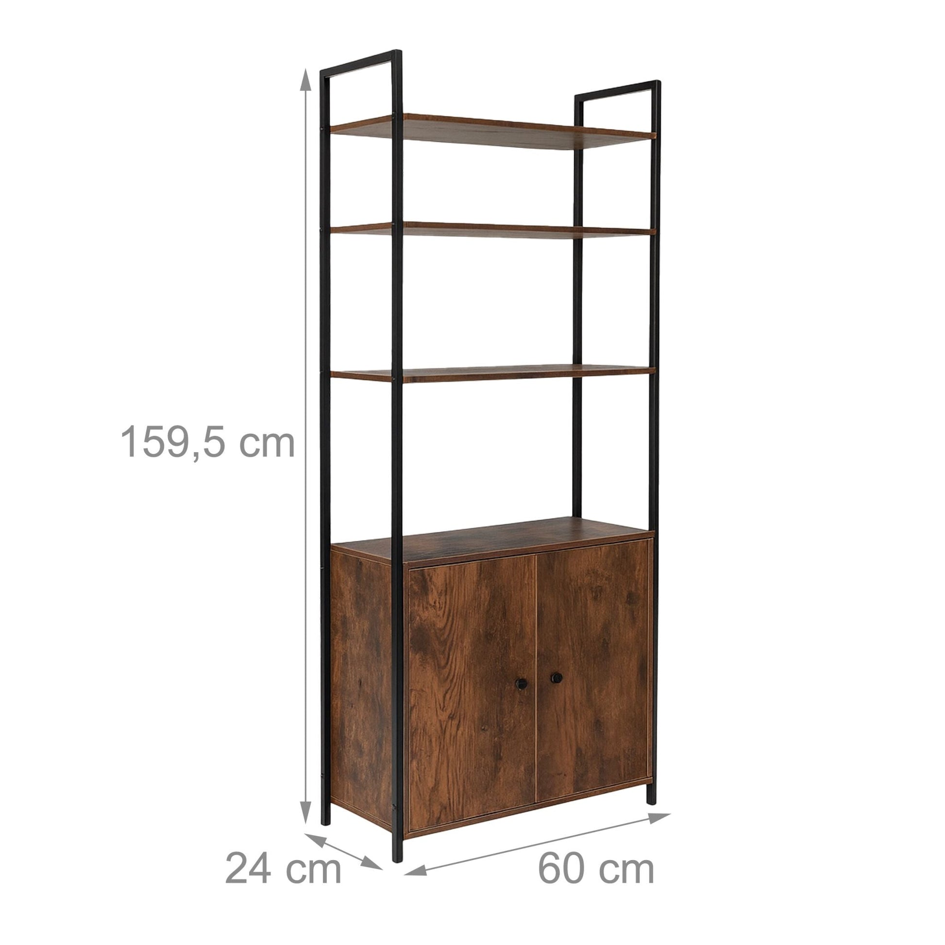 Bücherregal mit Unterschrank Braun-Schwarz von Relaxdays