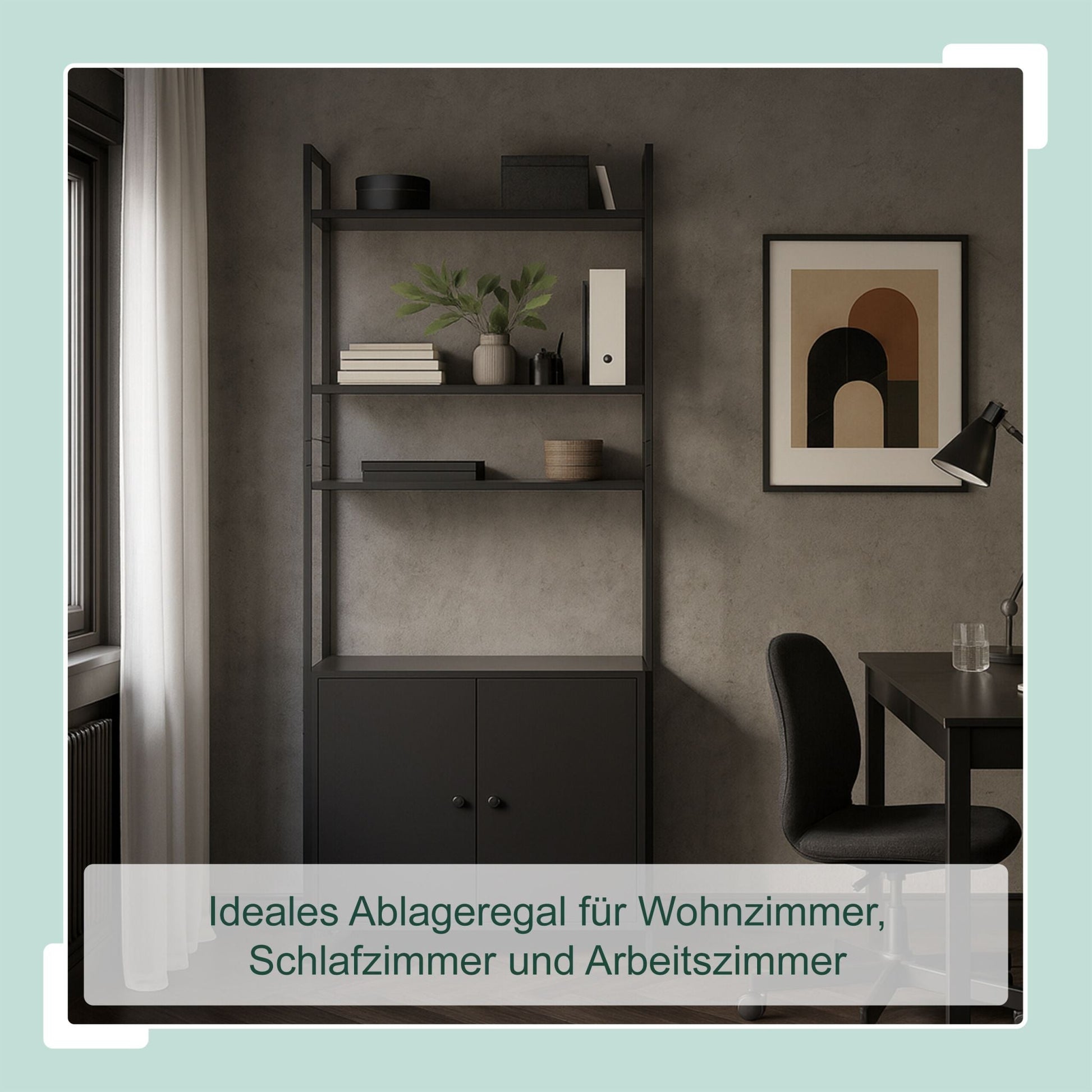 Bücherregal mit Unterschrank Braun-Schwarz von Relaxdays
