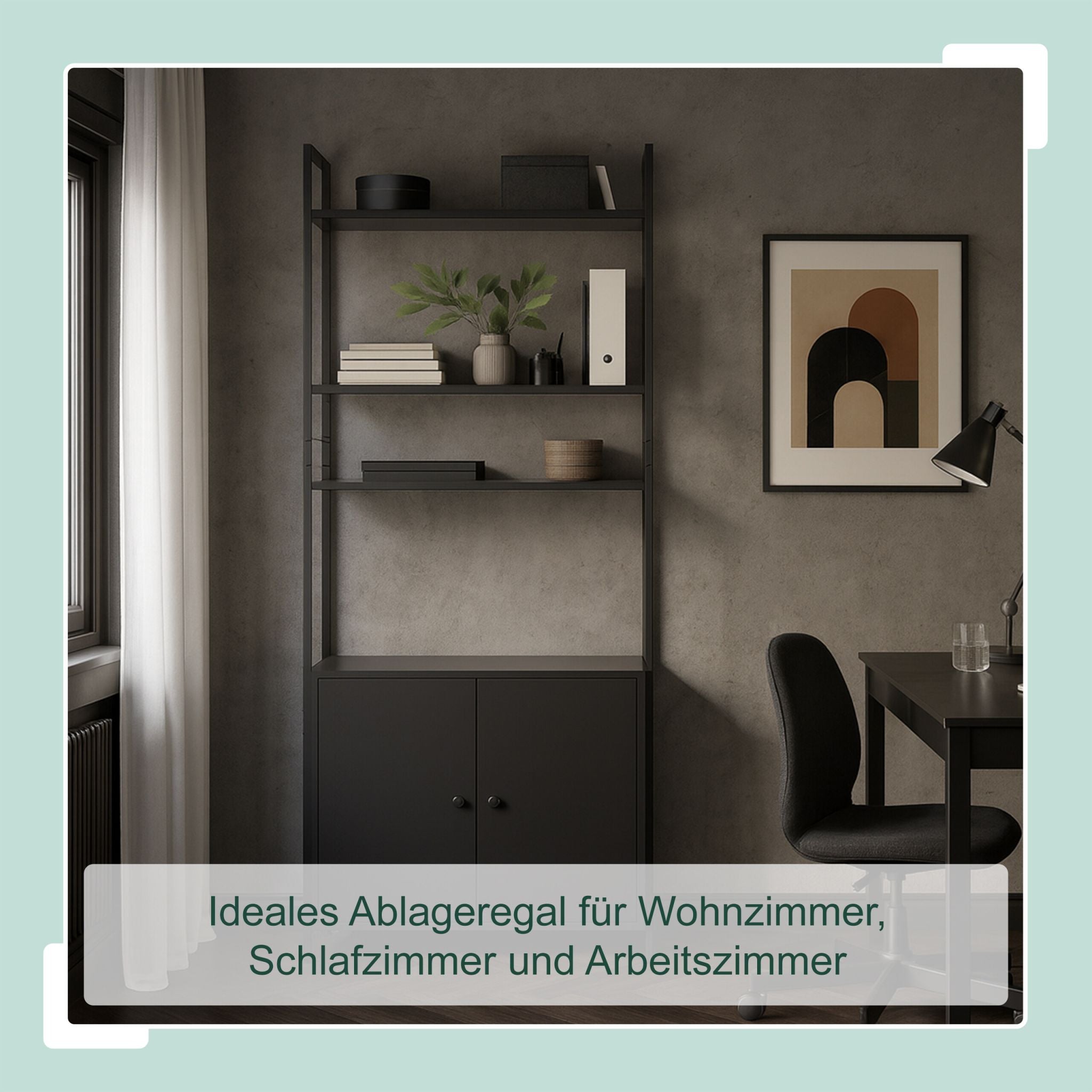 Bücherregal mit Unterschrank Braun-Schwarz von Relaxdays