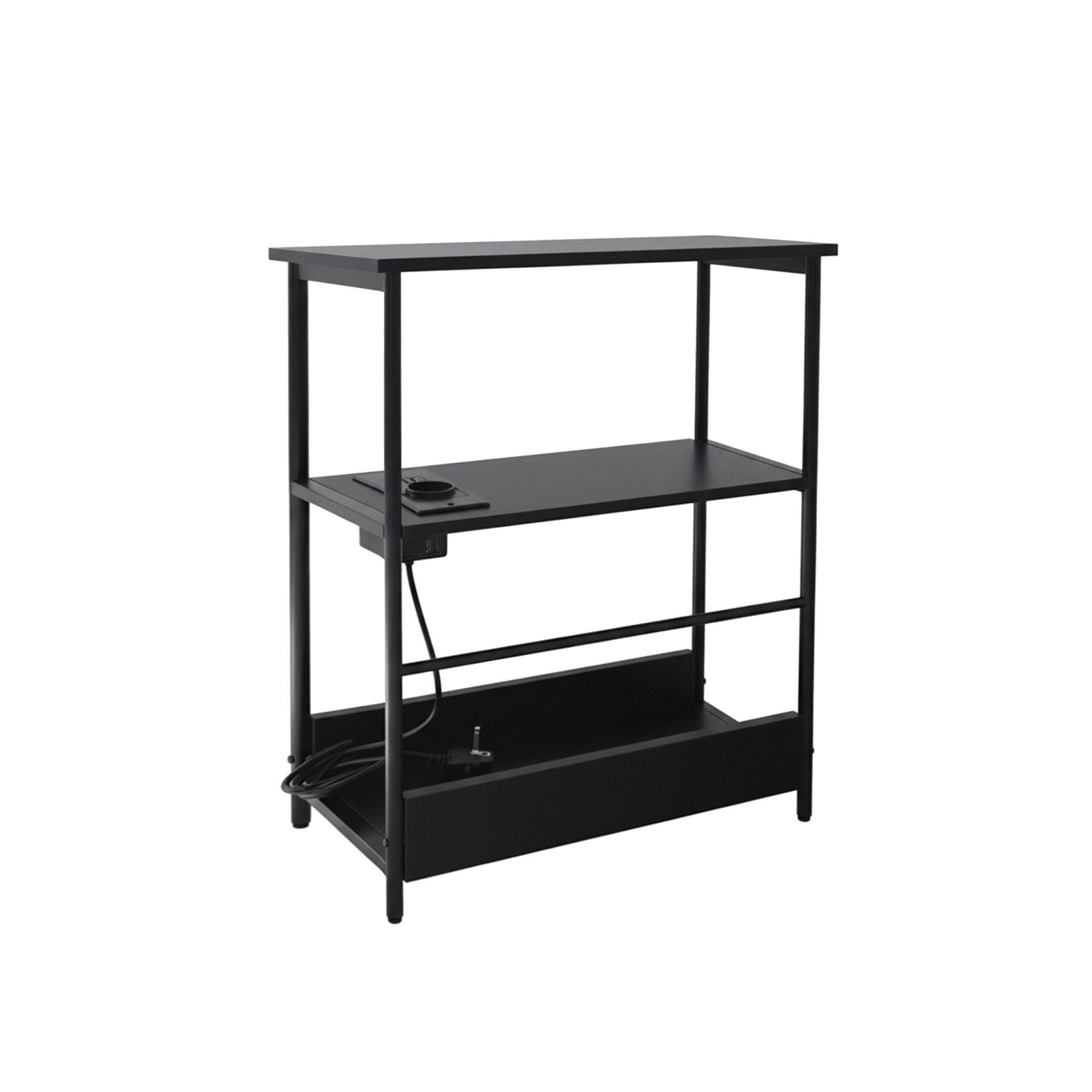 Beistelltisch mit Steckdose & USB Ports Schwarz von Relaxdays
