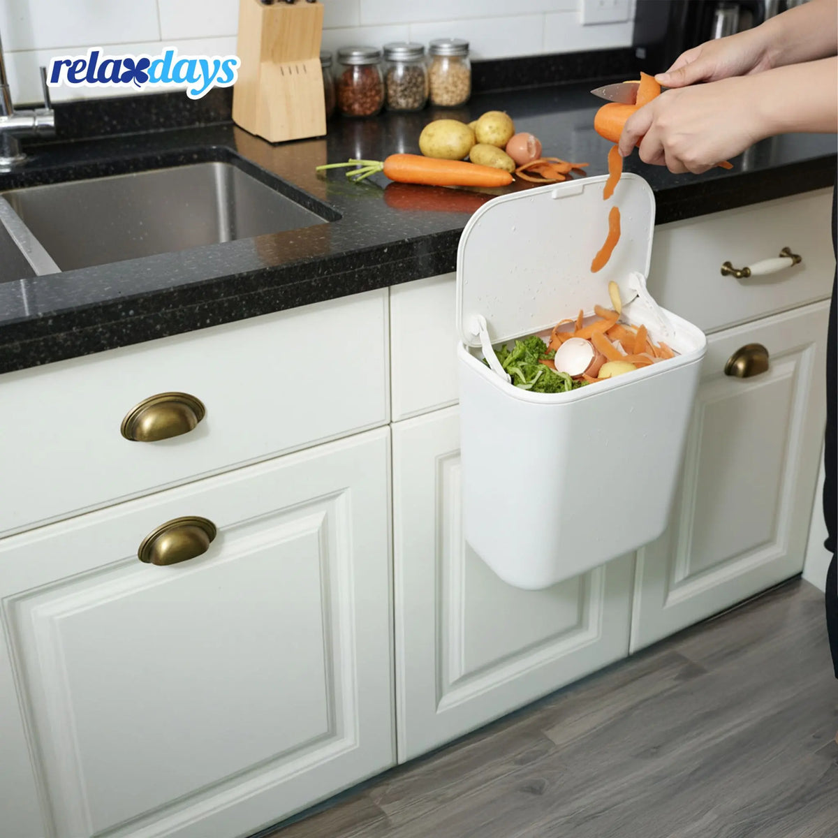 Küchenmülleimer zum Einhängen 9L Weiss von Relaxdays