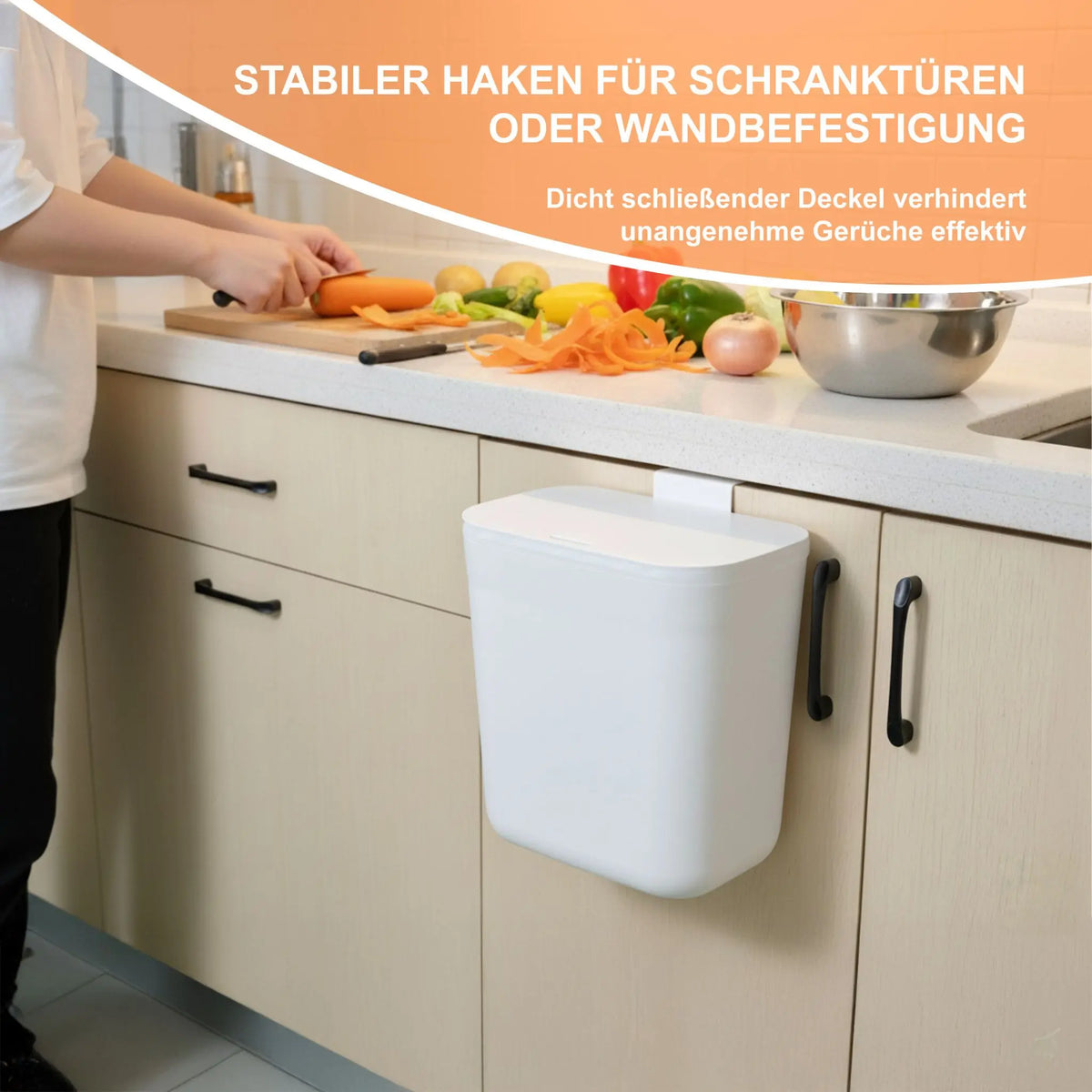 Küchenmülleimer zum Einhängen 9L Weiss von Relaxdays