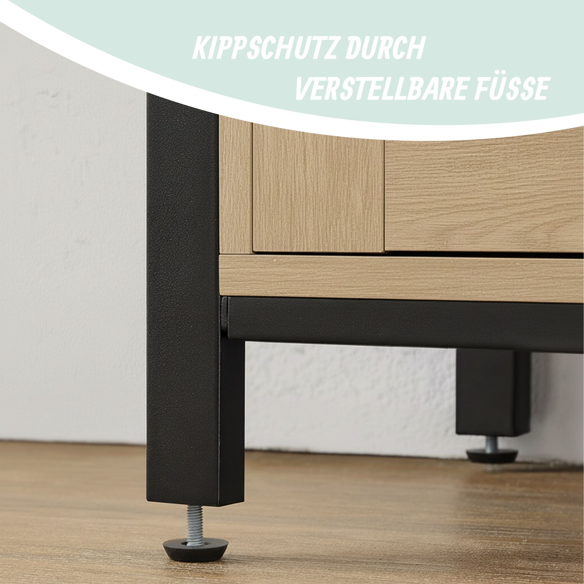 Sideboard mit Schiebetüren Hellbraun-Schwarz von Relaxdays