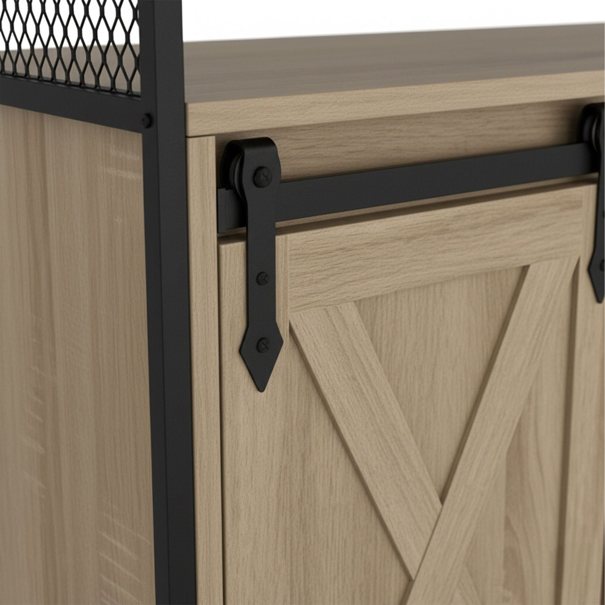 Sideboard mit Schiebetüren Hellbraun-Schwarz von Relaxdays