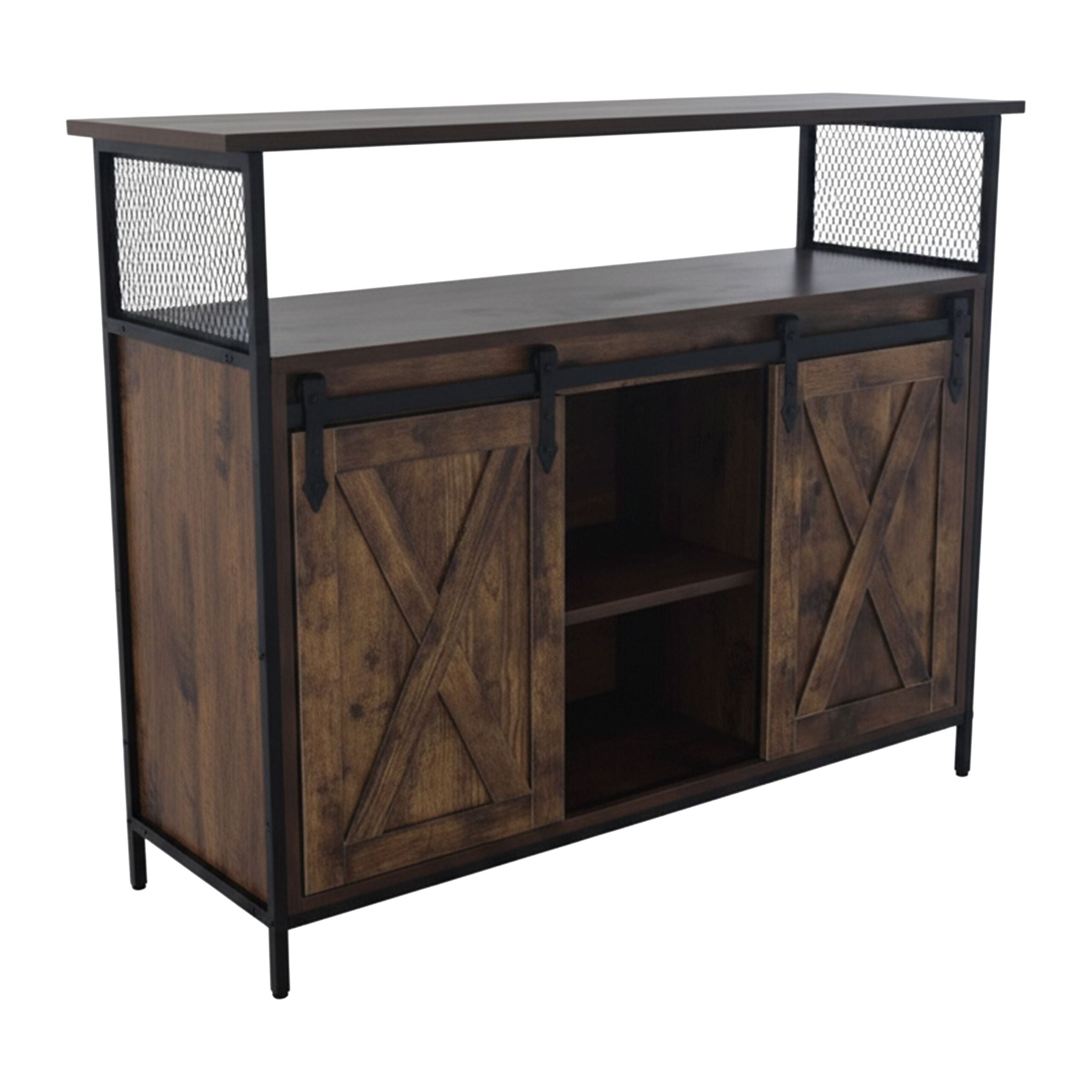 Sideboard mit Schiebetüren Braun-Schwarz von Relaxdays