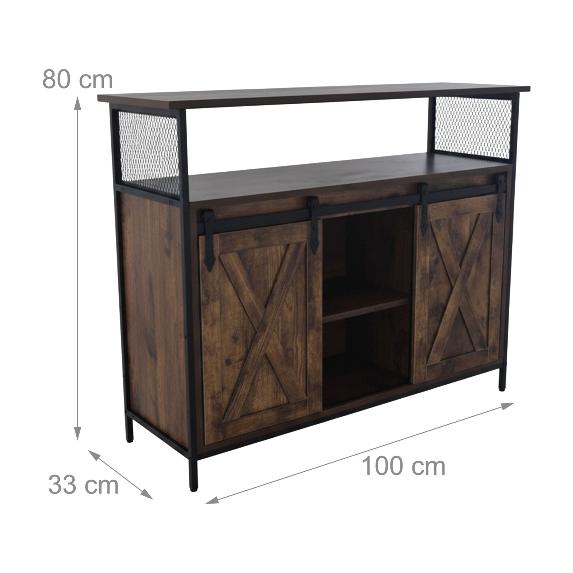 Sideboard mit Schiebetüren Braun-Schwarz von Relaxdays