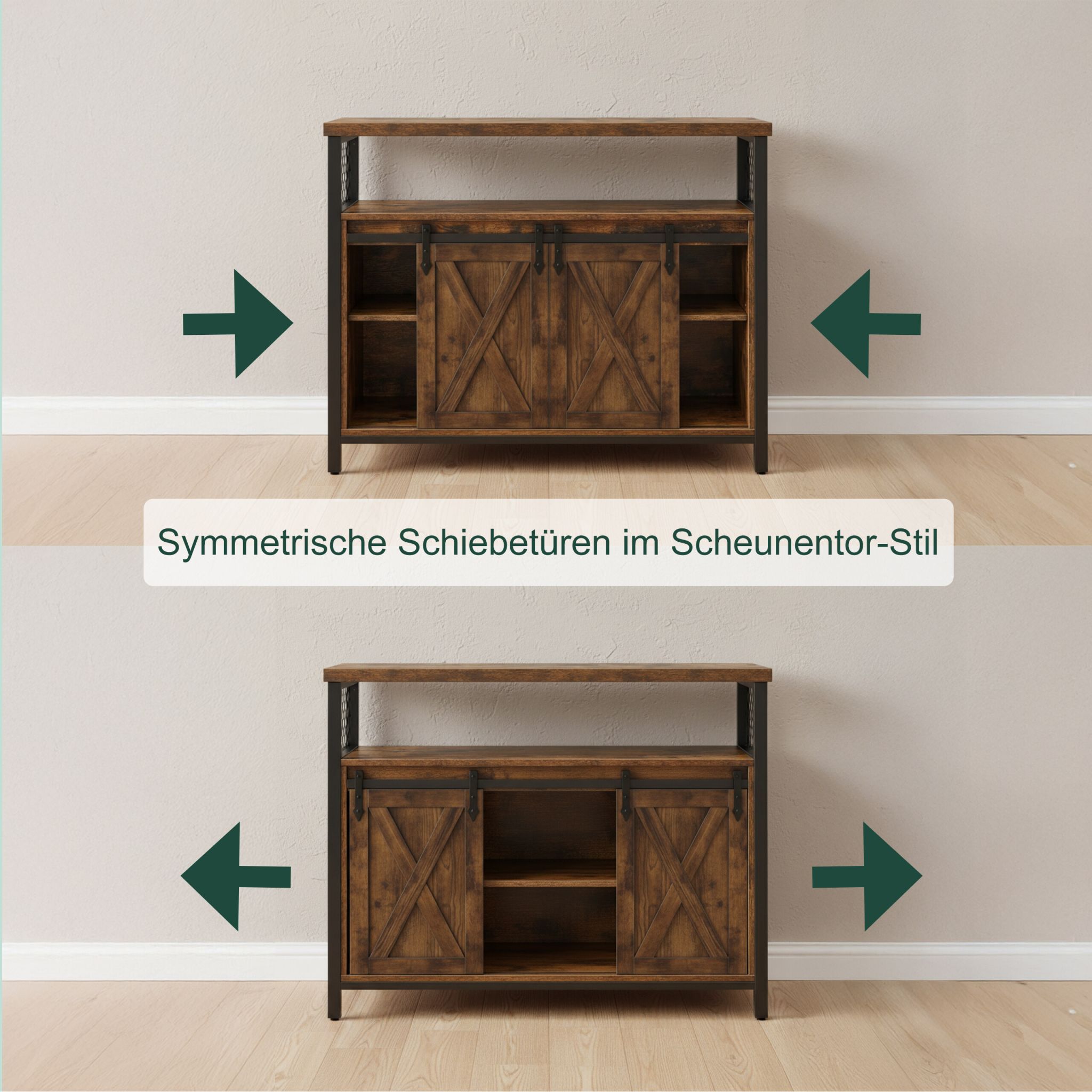 Sideboard mit Schiebetüren Braun-Schwarz von Relaxdays