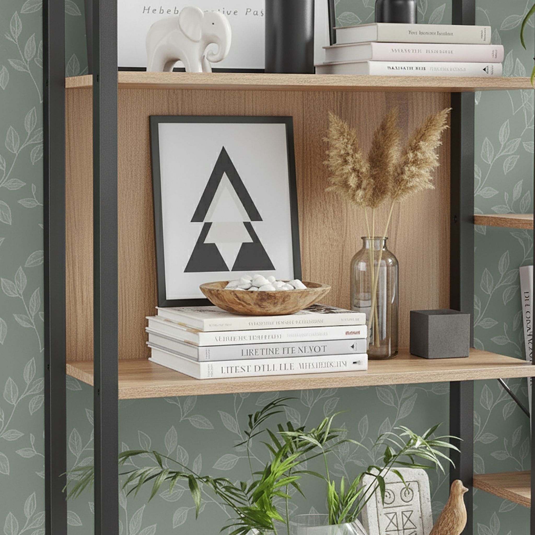 Industrial Bücherregal 14 Ablagen Hellbraun-Schwarz von Relaxdays