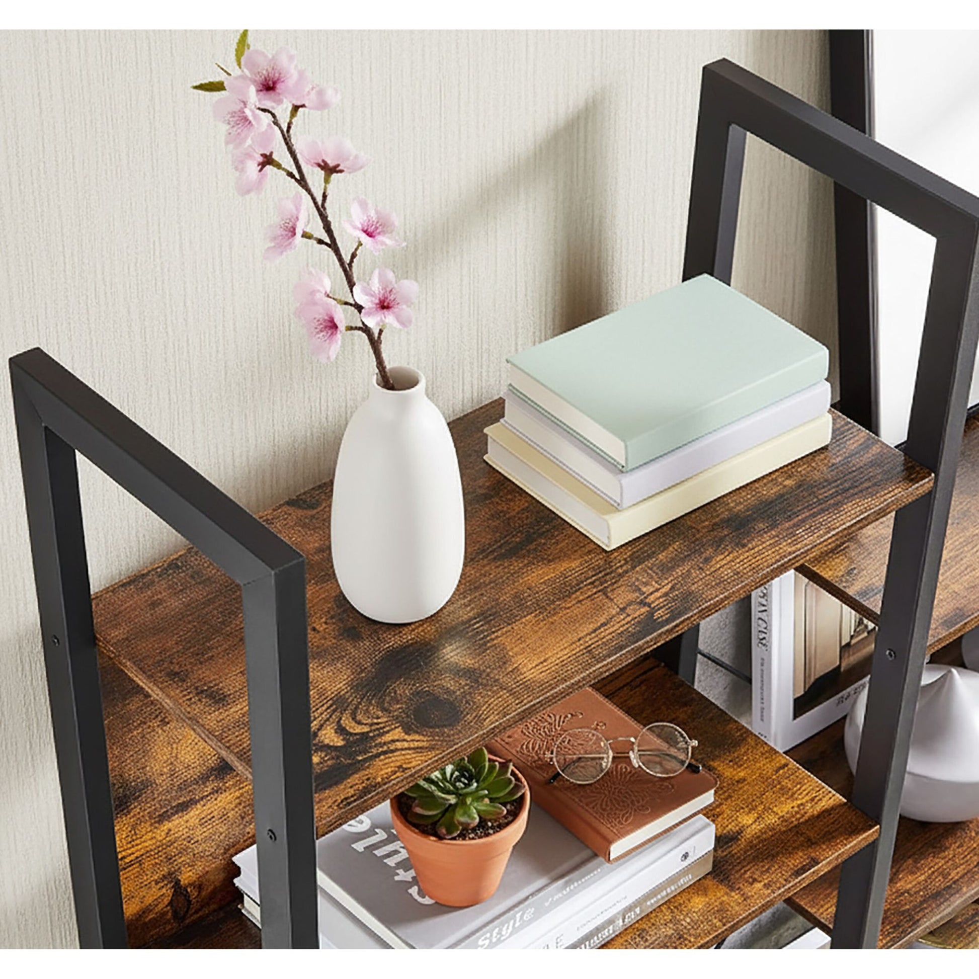 Industrial Bücherregal 14 Ablagen Braun-Schwarz von Relaxdays