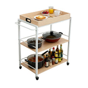Servierwagen mit abnehmbarem Tablett Weiss-Hellbraun von Relaxdays