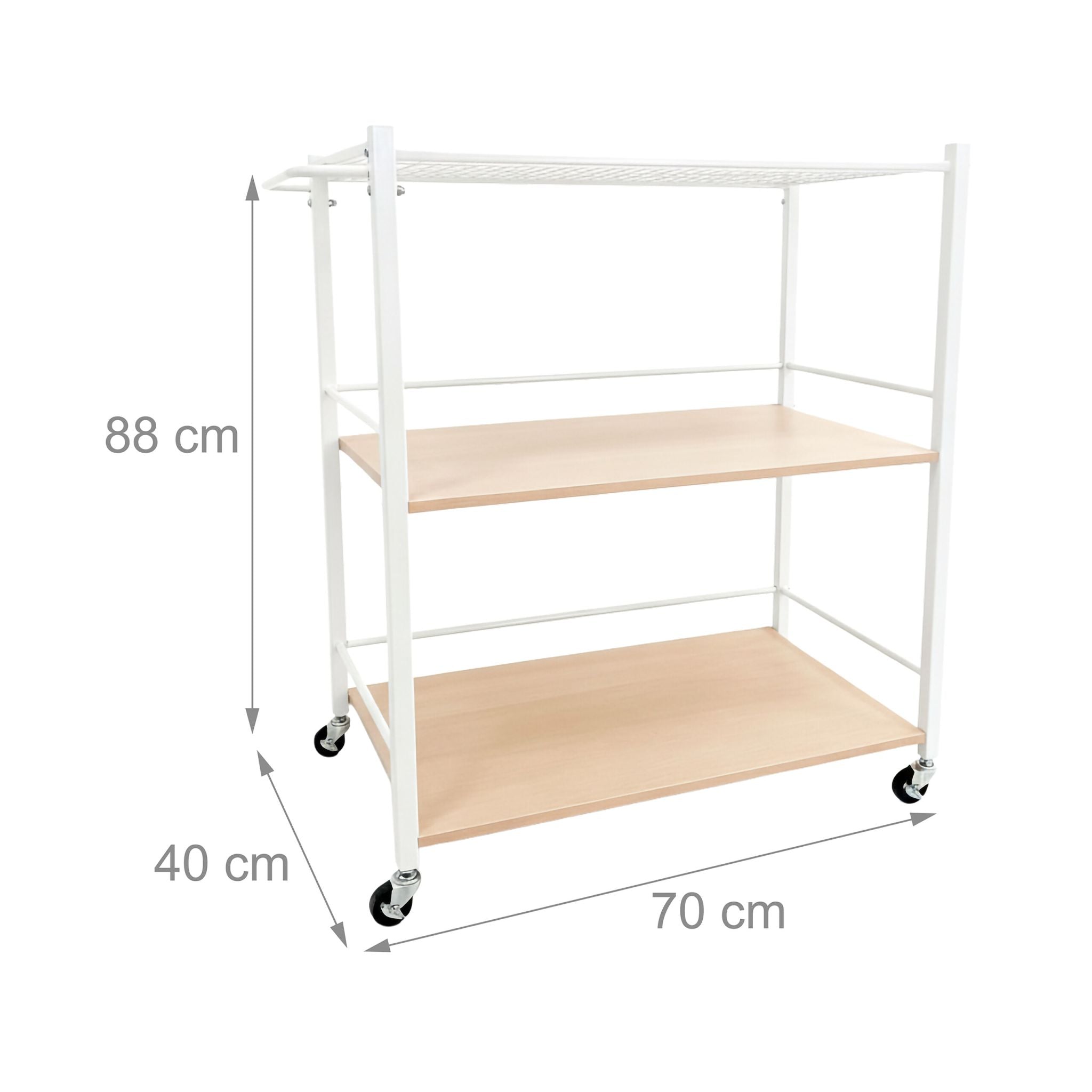 Servierwagen mit abnehmbarem Tablett Weiss-Hellbraun von Relaxdays