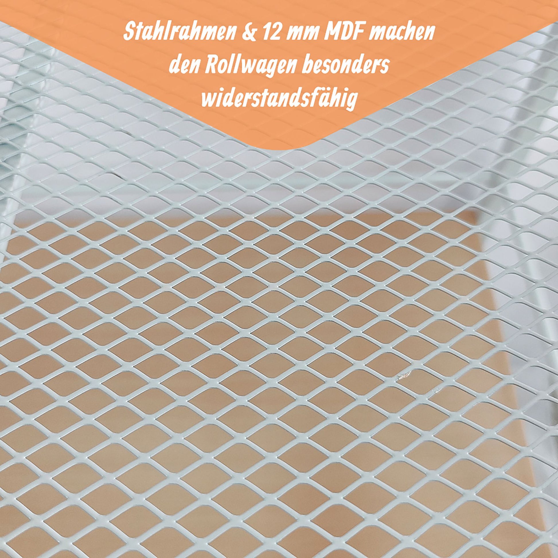 Servierwagen mit abnehmbarem Tablett Weiss-Hellbraun von Relaxdays