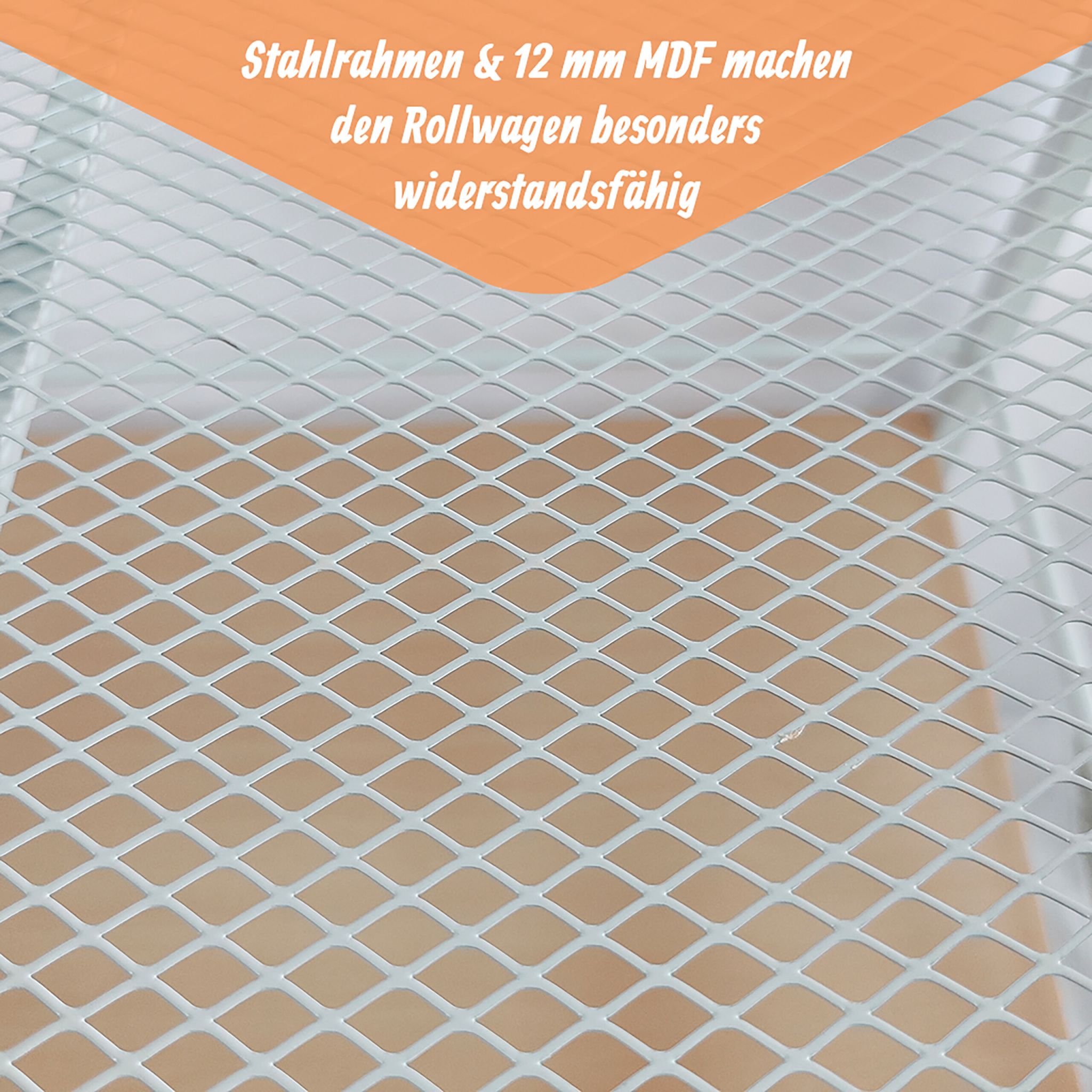 Servierwagen mit abnehmbarem Tablett Weiss-Hellbraun von Relaxdays
