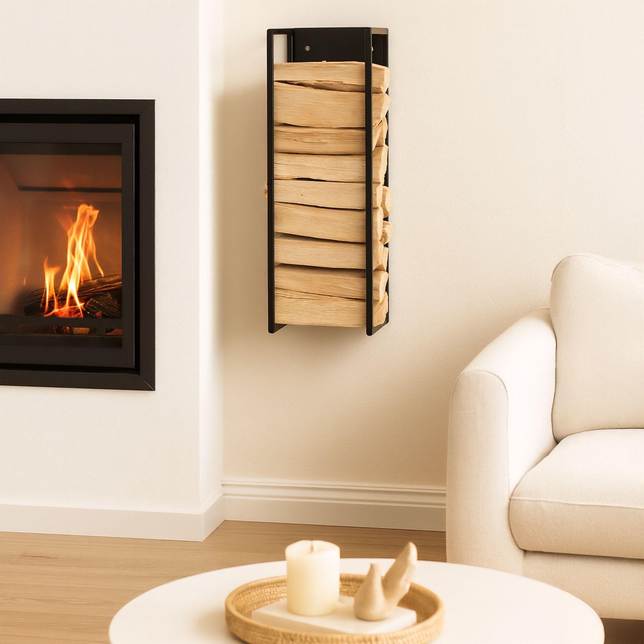 Kaminholzregal Wandmontage Schwarz von Relaxdays