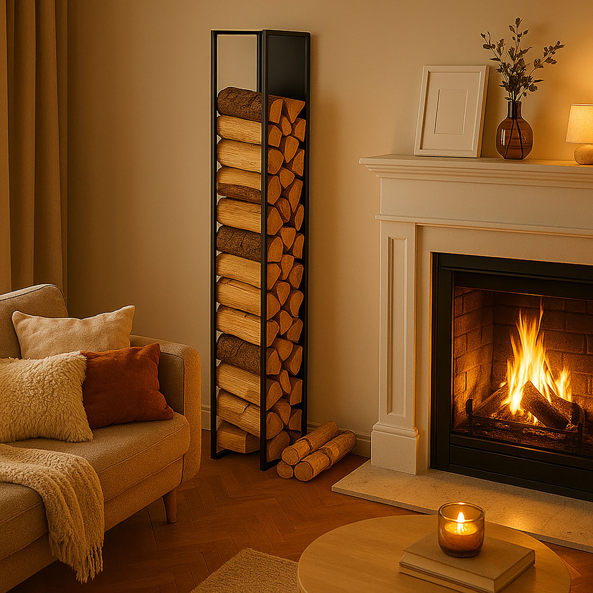 Kaminholzregal Wandmontage Schwarz von Relaxdays