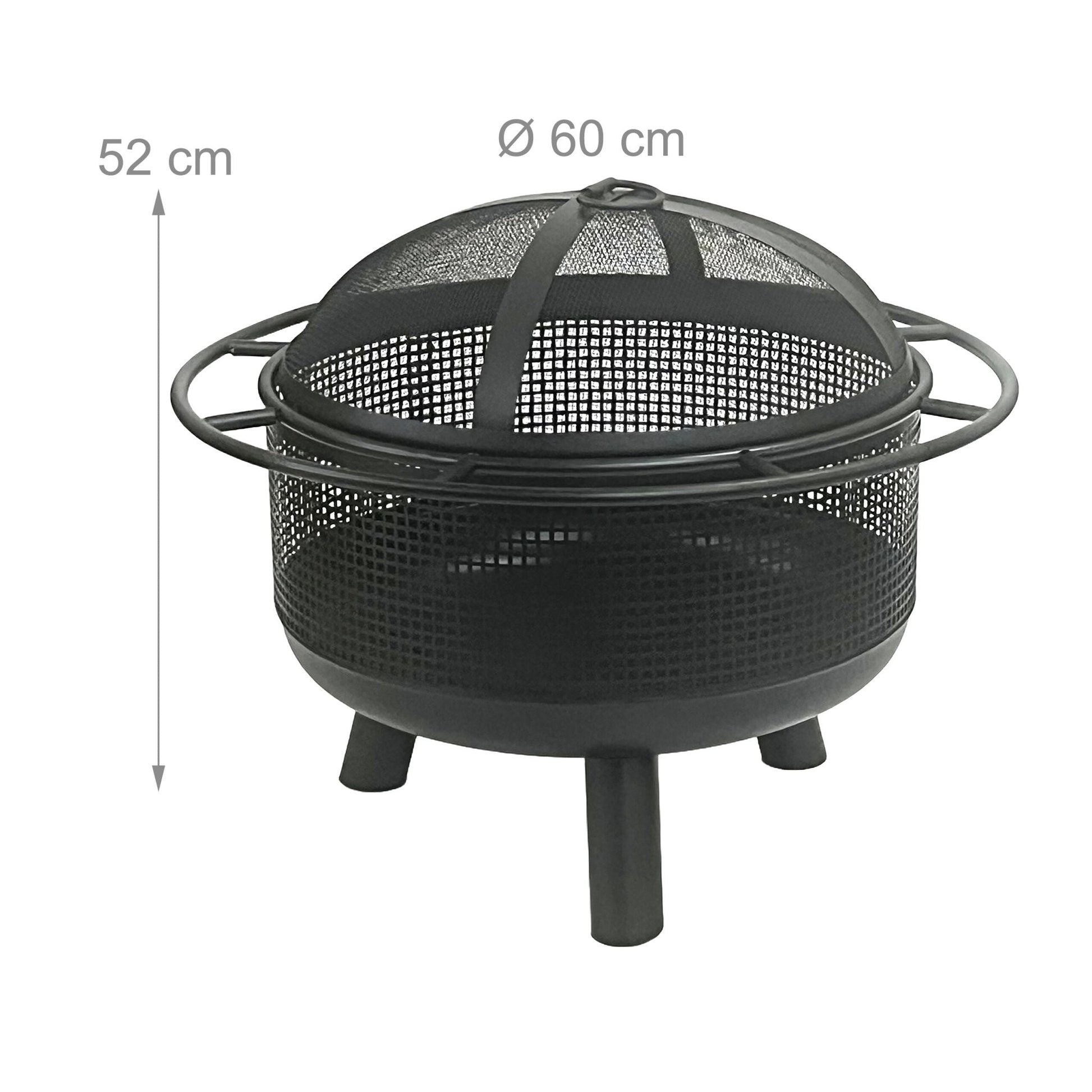 Feuerschale Funkenschutz & Schürhaken Schwarz von Relaxdays