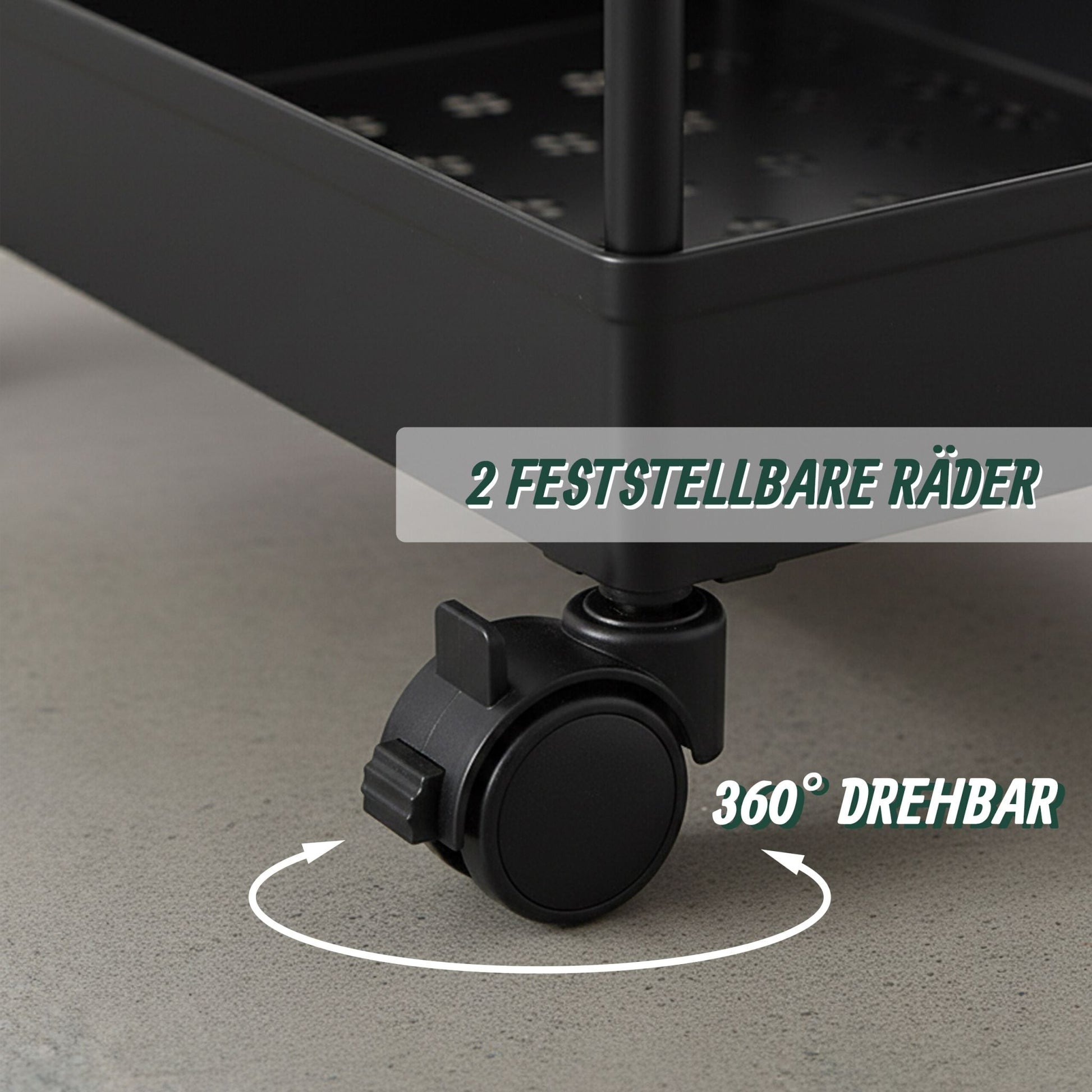 Rollwagen mit 3 Ebenen Schwarz von Relaxdays