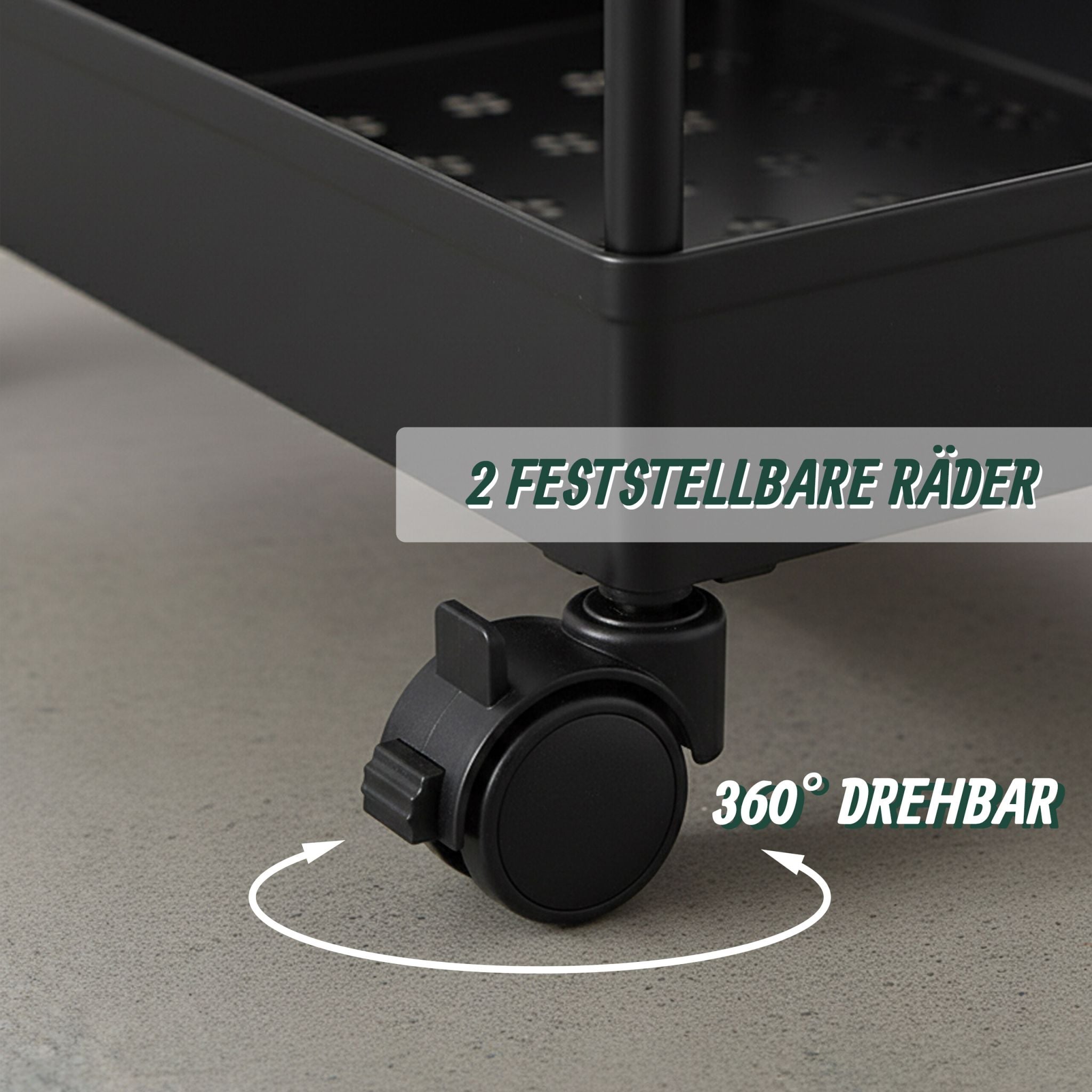 Rollwagen mit 3 Ebenen Schwarz von Relaxdays
