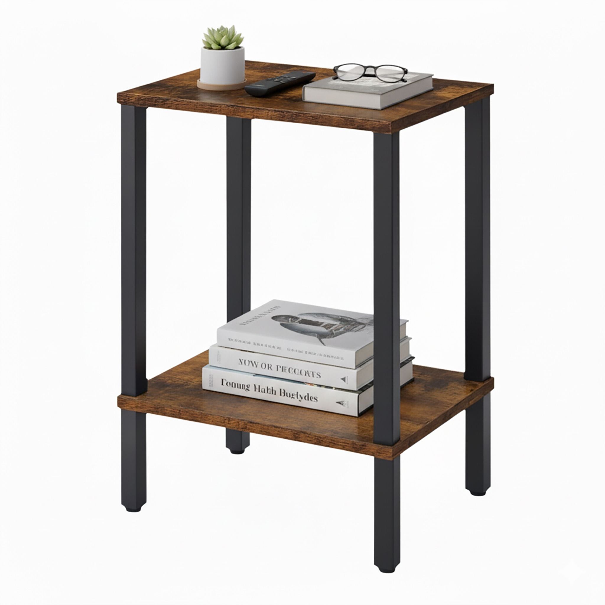 Beistelltisch Industrial 2 Ebenen Braun-Schwarz von Relaxdays