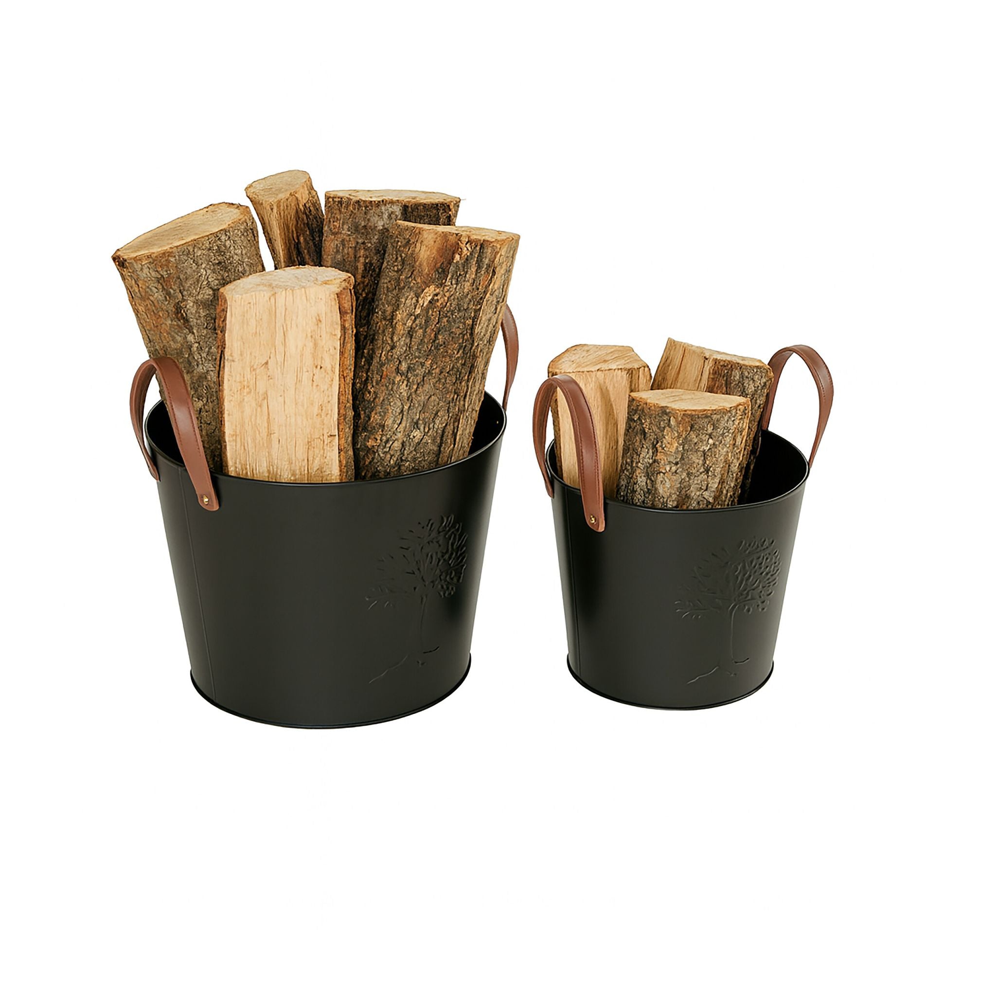 Kaminholzkorb 2er-Set Braun-Schwarz von Relaxdays
