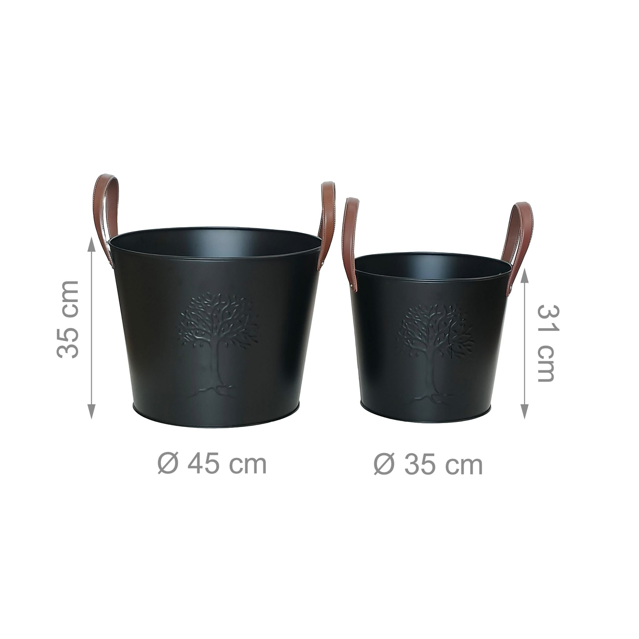 Kaminholzkorb 2er-Set Braun-Schwarz von Relaxdays