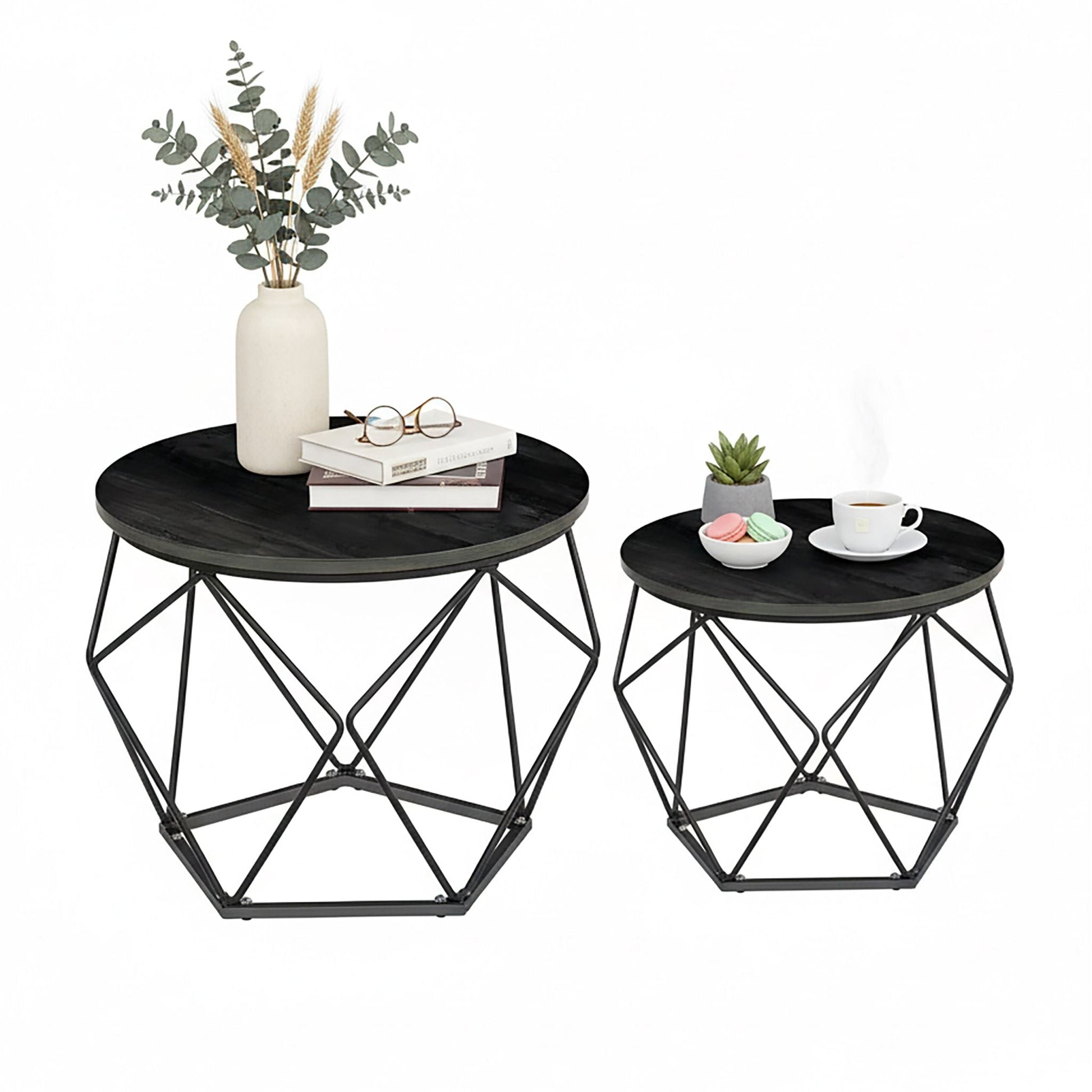 Couchtisch 2er-Set Schwarz von Relaxdays