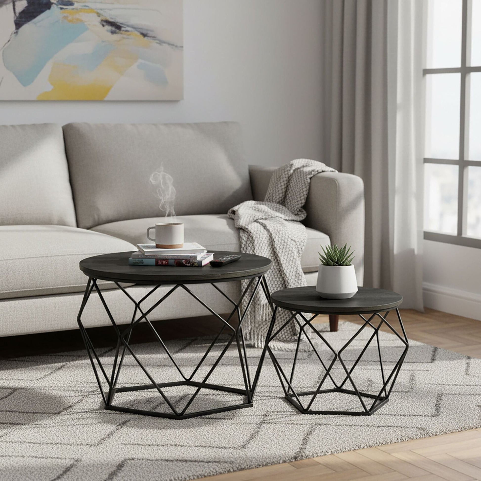 Couchtisch 2er-Set Schwarz von Relaxdays