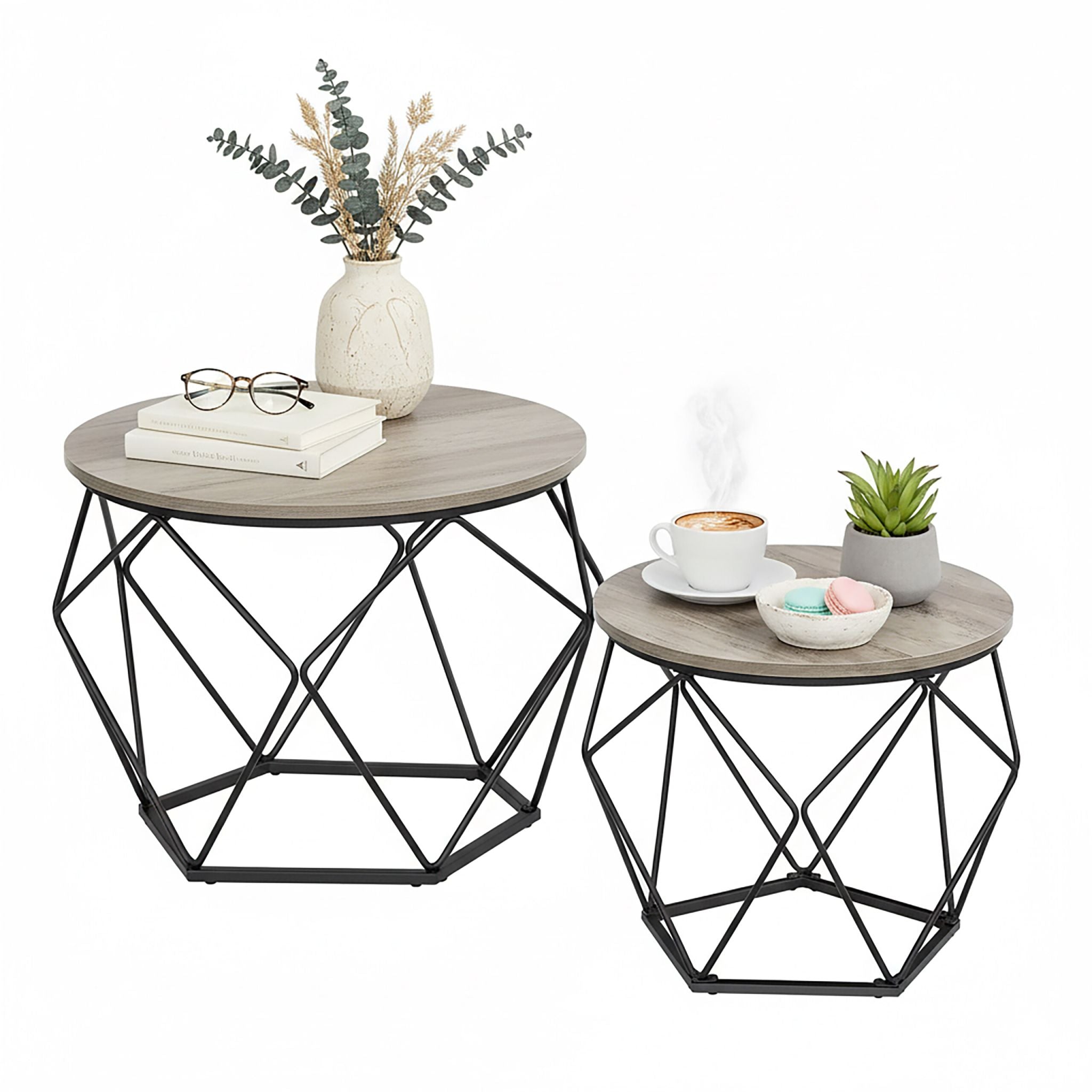 Couchtisch 2er-Set Schwarz-Grau von Relaxdays