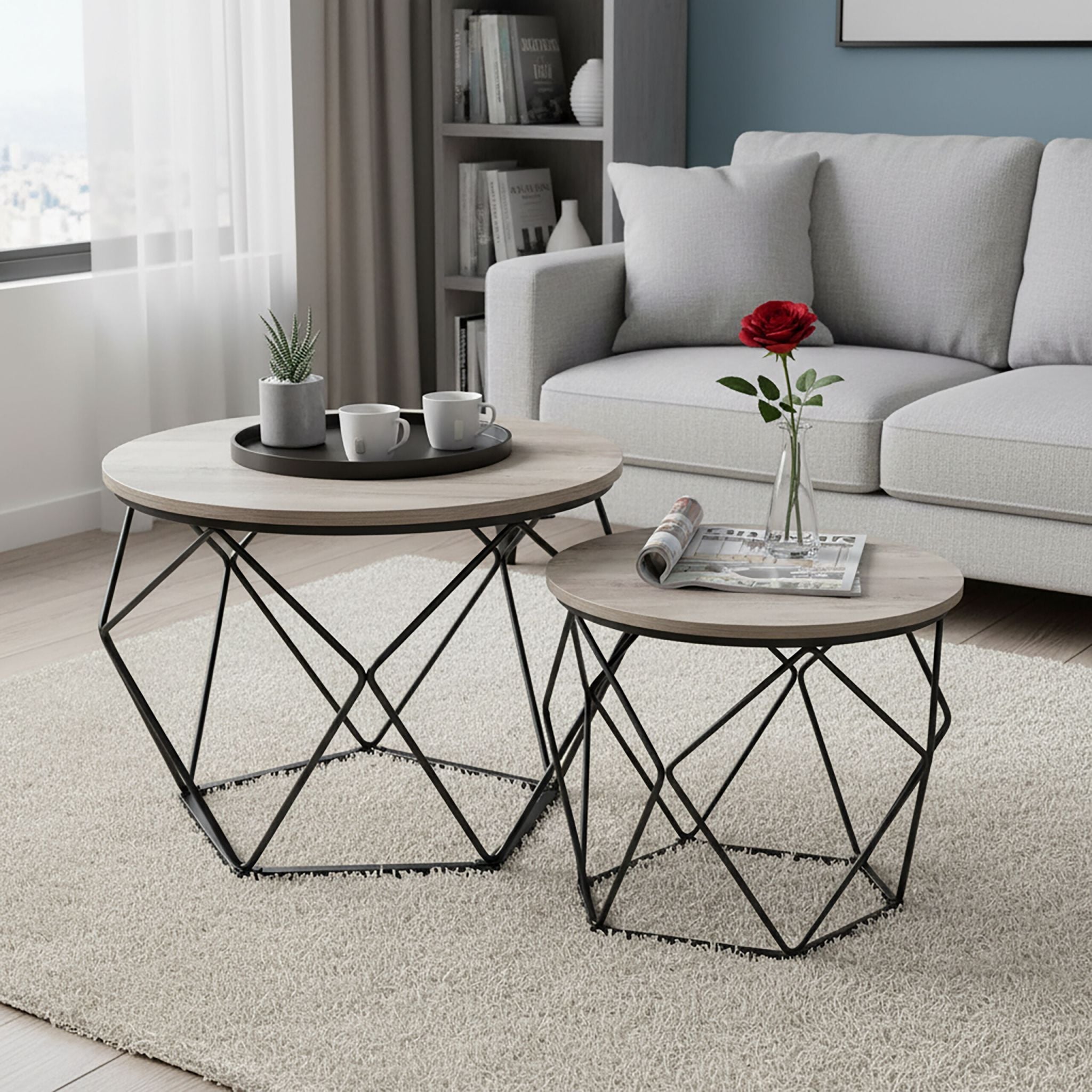 Couchtisch 2er-Set Schwarz-Grau von Relaxdays
