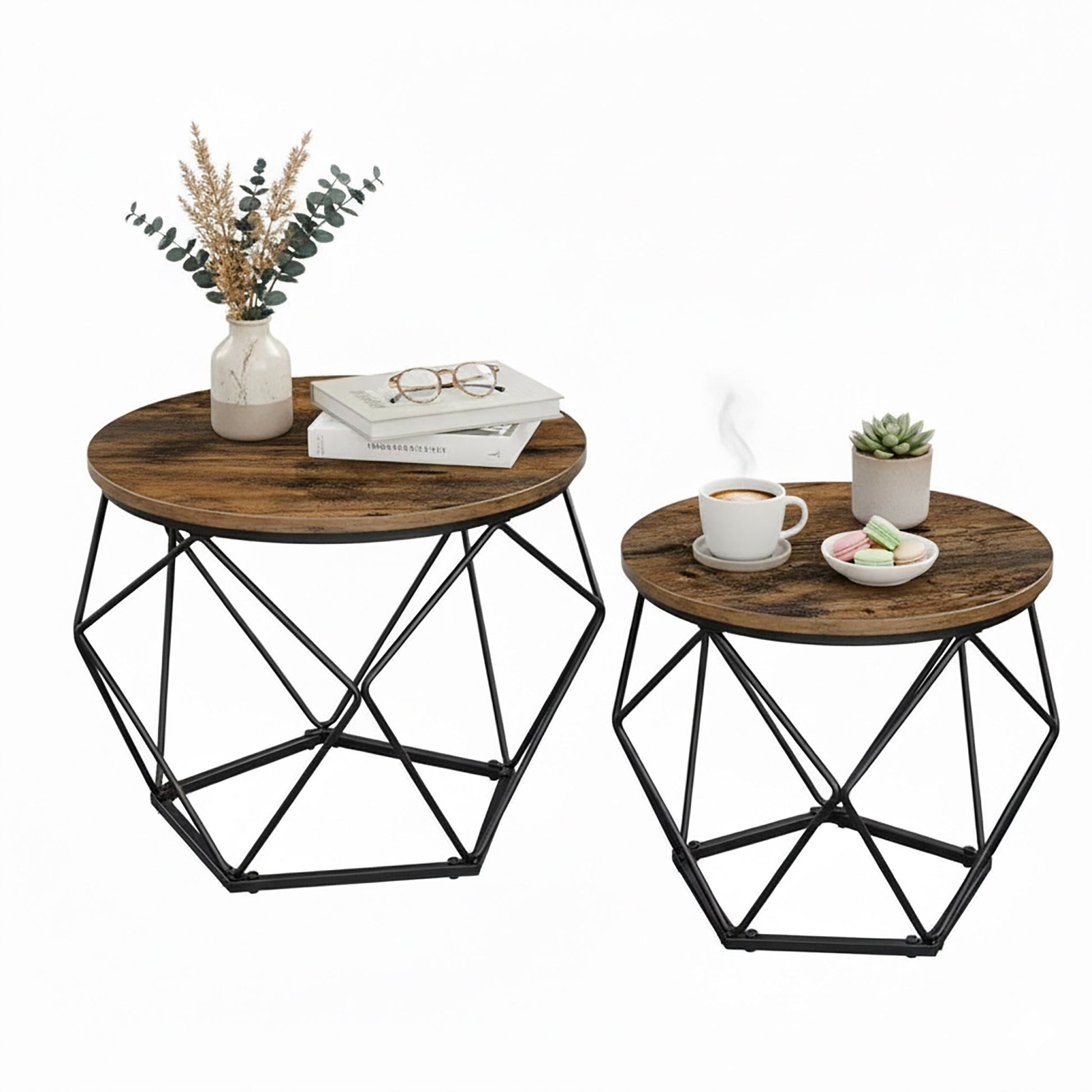 Couchtisch 2er-Set Braun-Schwarz von Relaxdays
