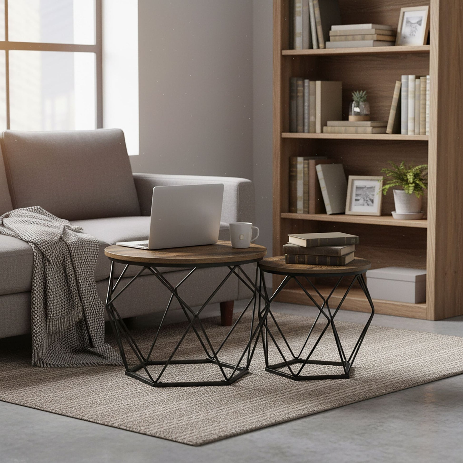 Couchtisch 2er-Set Braun-Schwarz von Relaxdays